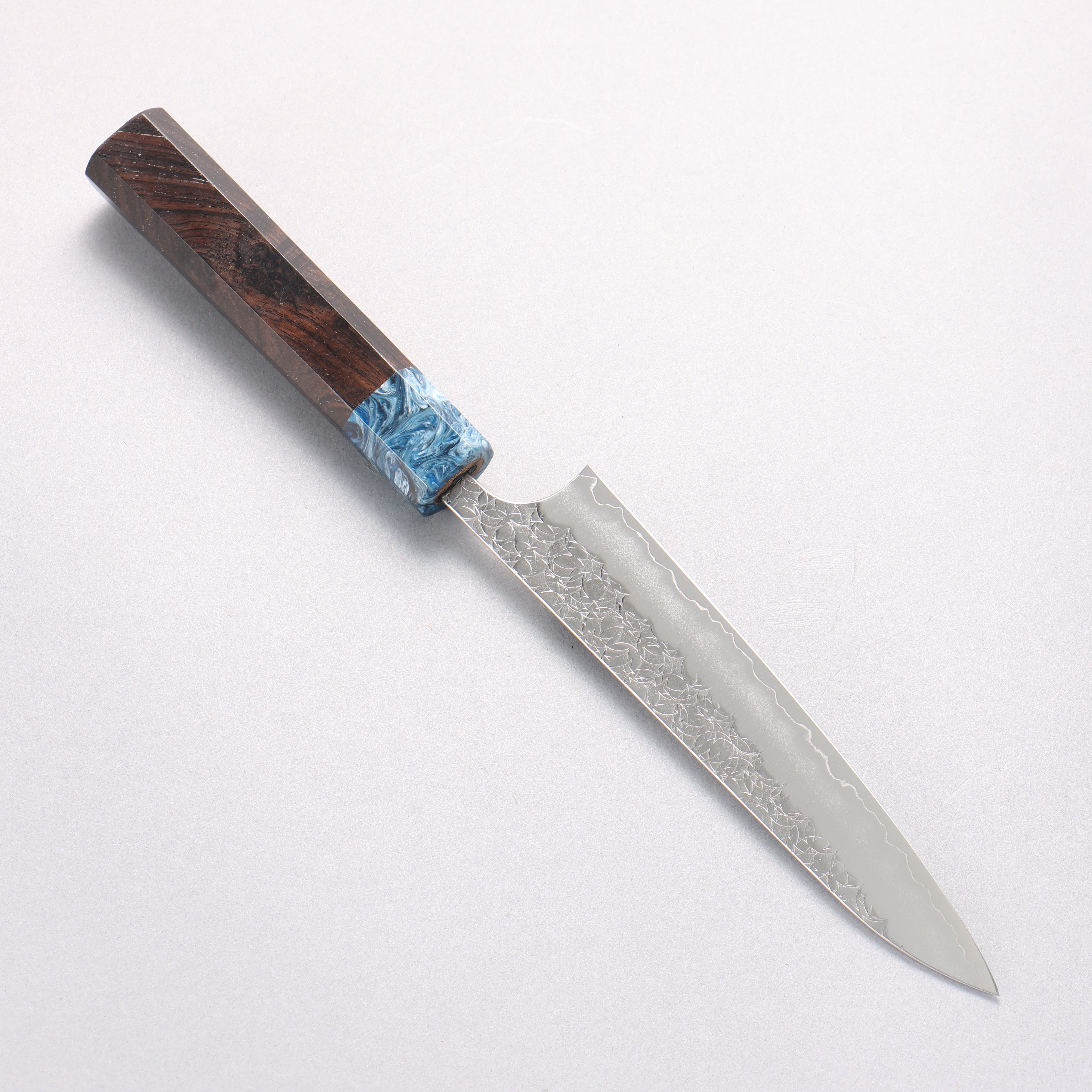 Yoshimi Kato Minamo SG2 Hammered Petty-Utility 150mm Ebony (ferrule: Blue Marble Resin) Handle - Seisuke Knife