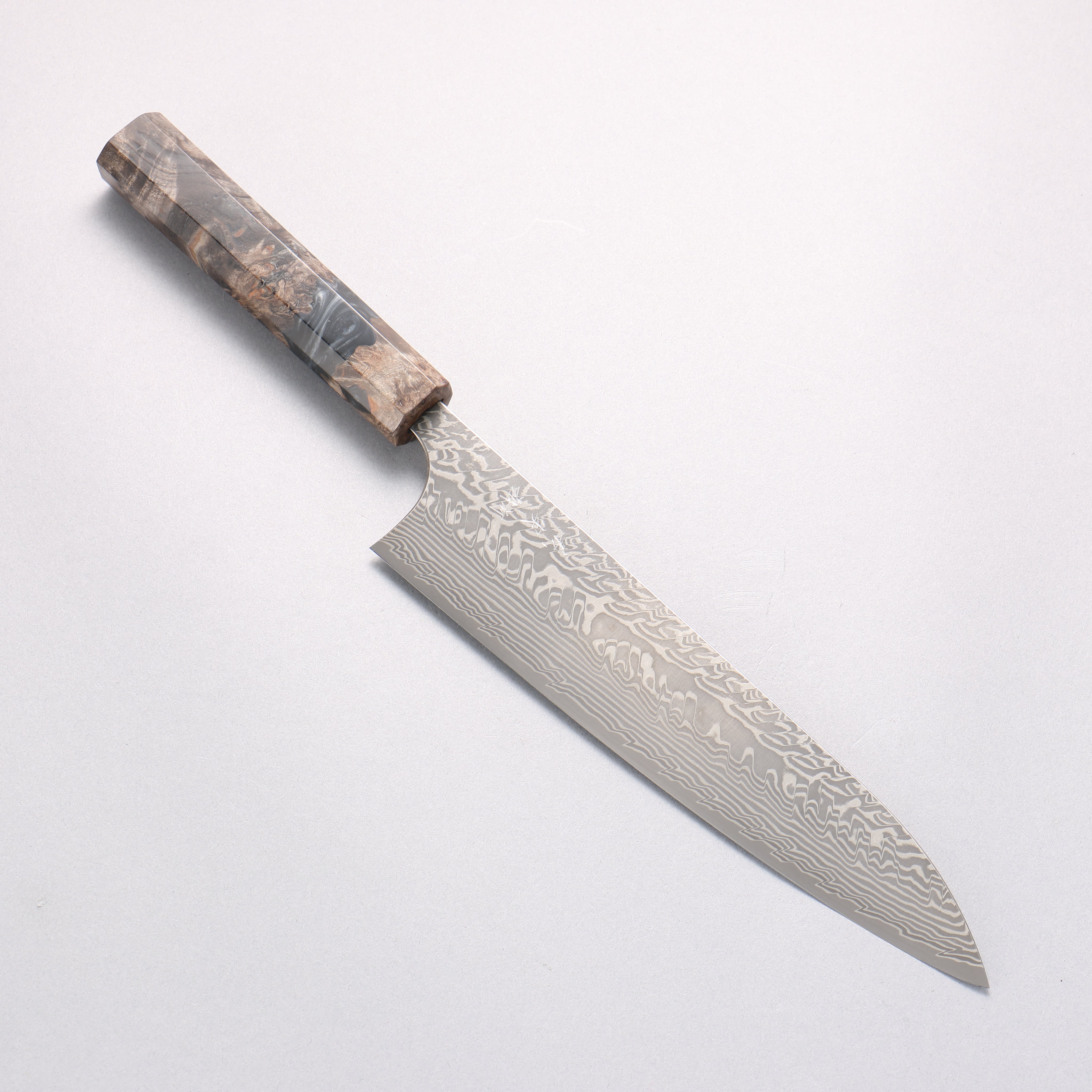 Yoshimi Kato SG2 Black Damascus Gyuto 210mm Stabilized Birch with Black Resin Handle - Seisuke Knife