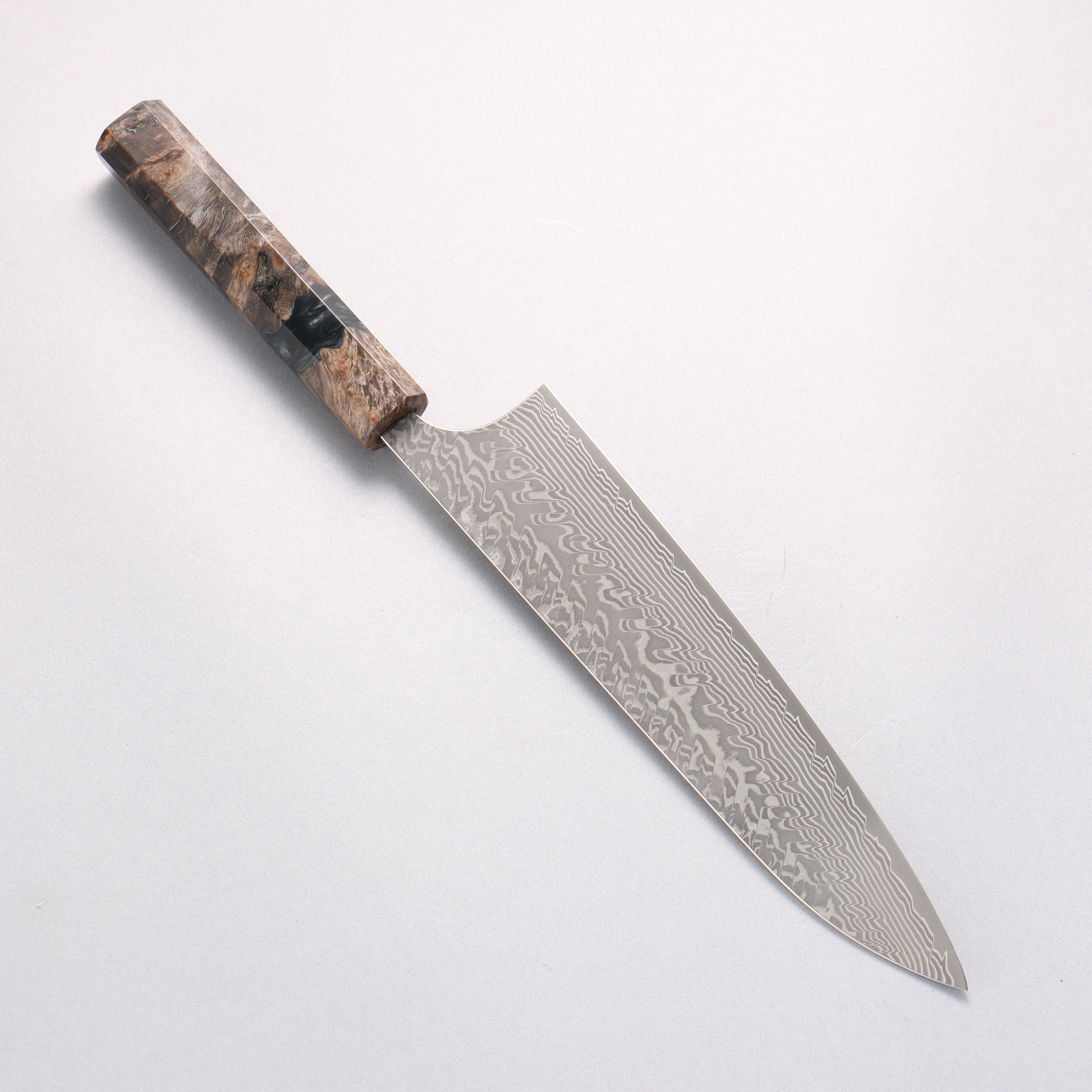Yoshimi Kato SG2 Black Damascus Gyuto 210mm Stabilized Birch with Black Resin Handle - Seisuke Knife
