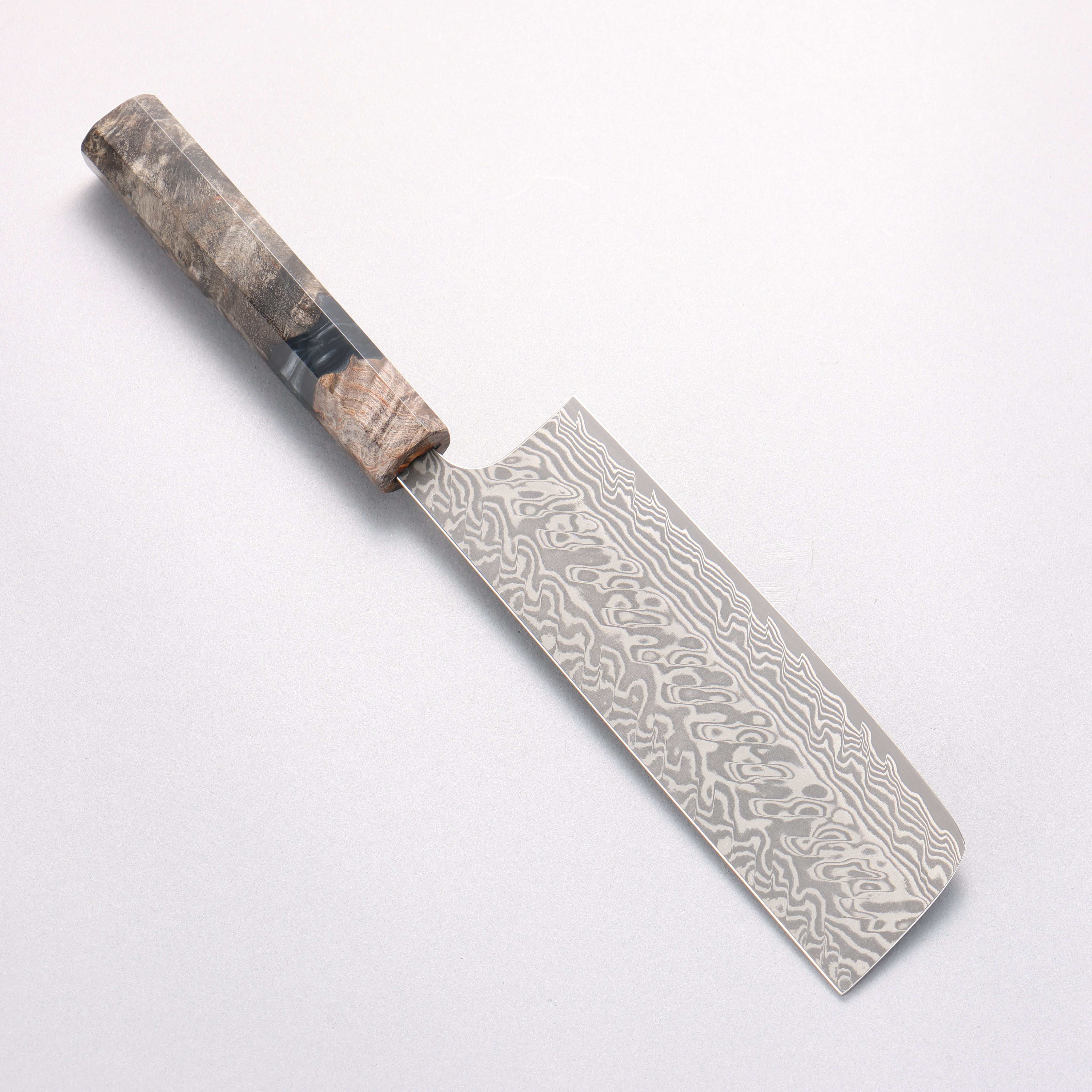 Yoshimi Kato SG2 Black Damascus Nakiri 165mm Stabilized Birch & Black Resin Handle - Seisuke Knife