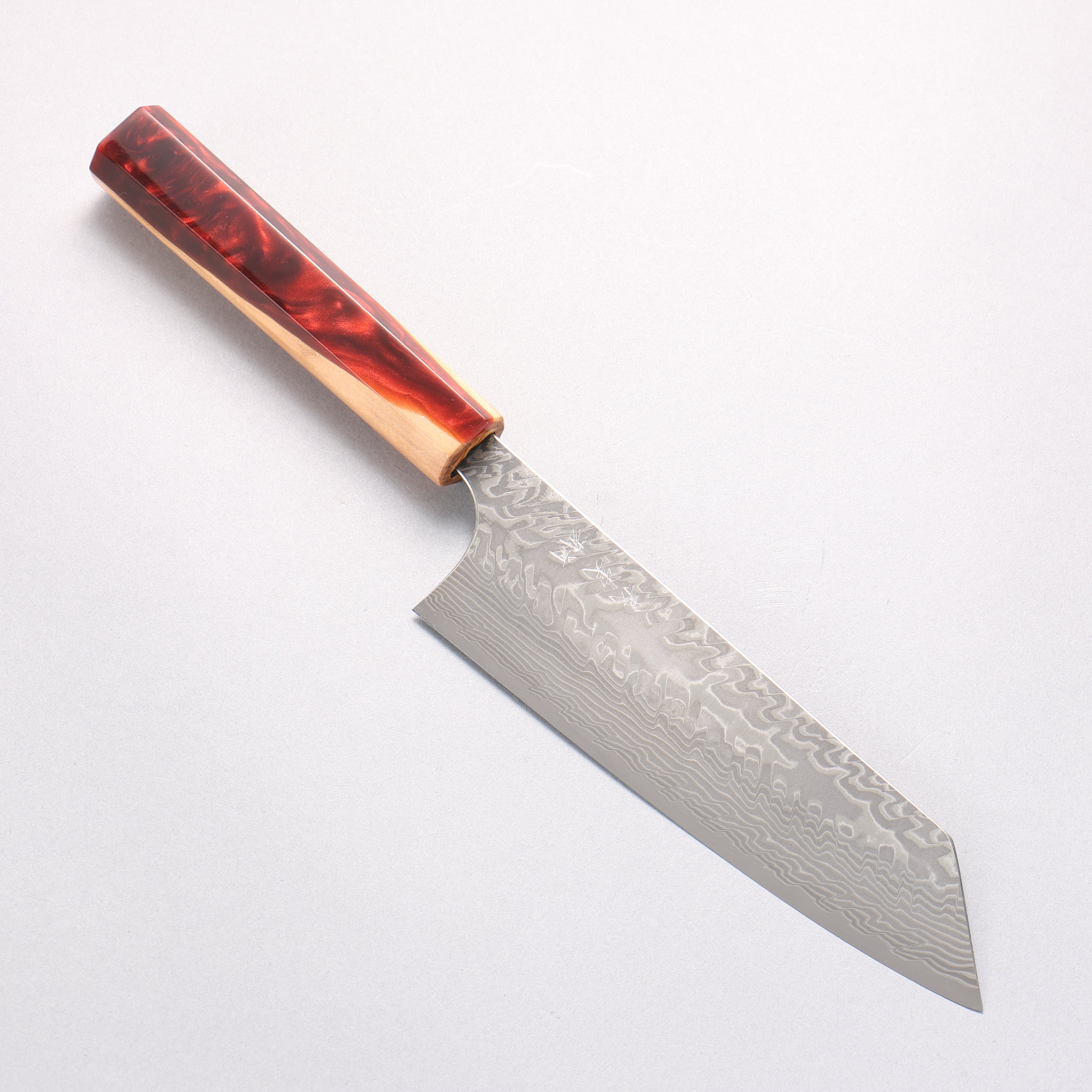 Yoshimi Kato SG2 Black Damascus Bunka 170mm Olive Tree and Red Resin Handle - Seisuke Knife