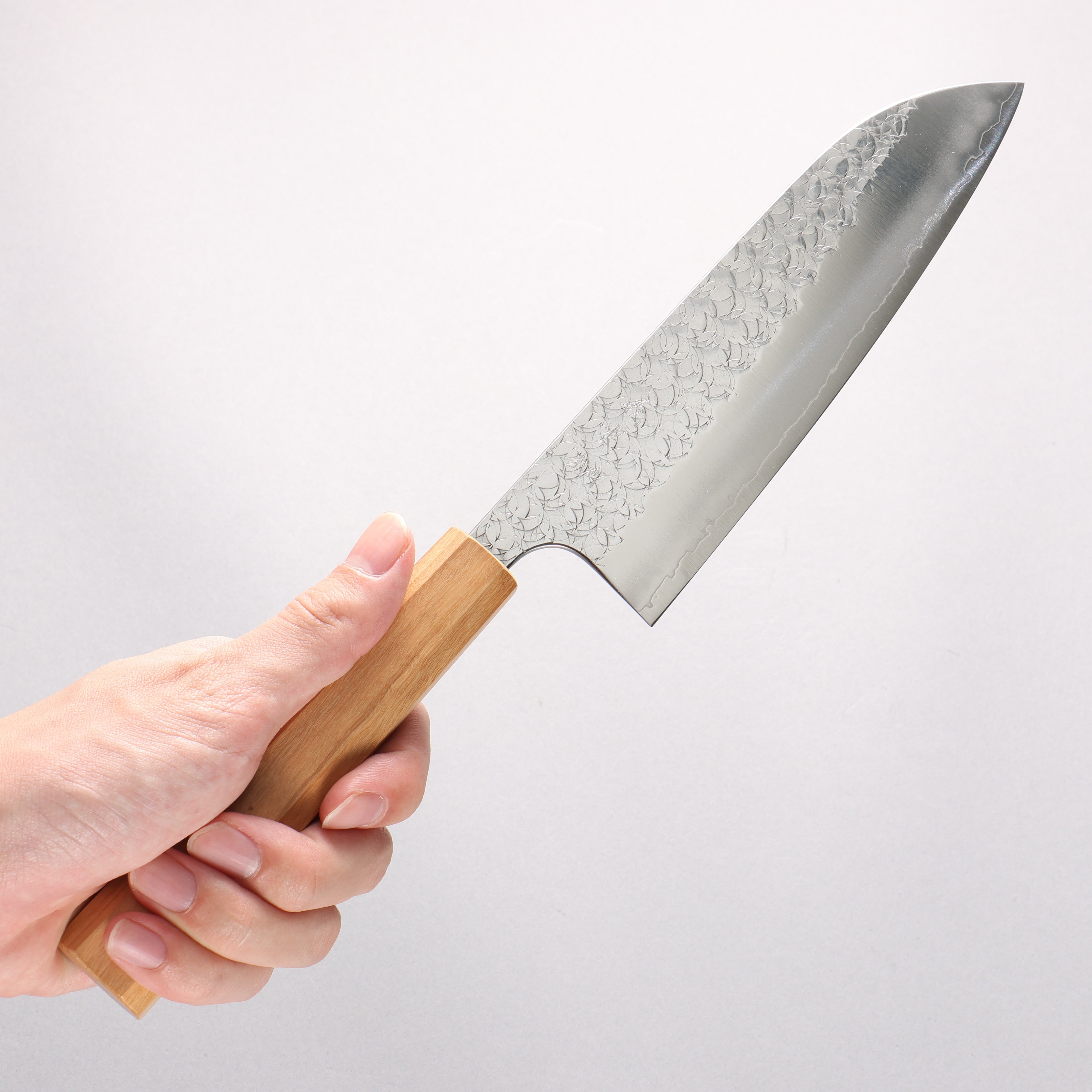 Yoshimi Kato Minamo SG2 Hammered Santoku 170mm Olive tree Handle - Seisuke Knife