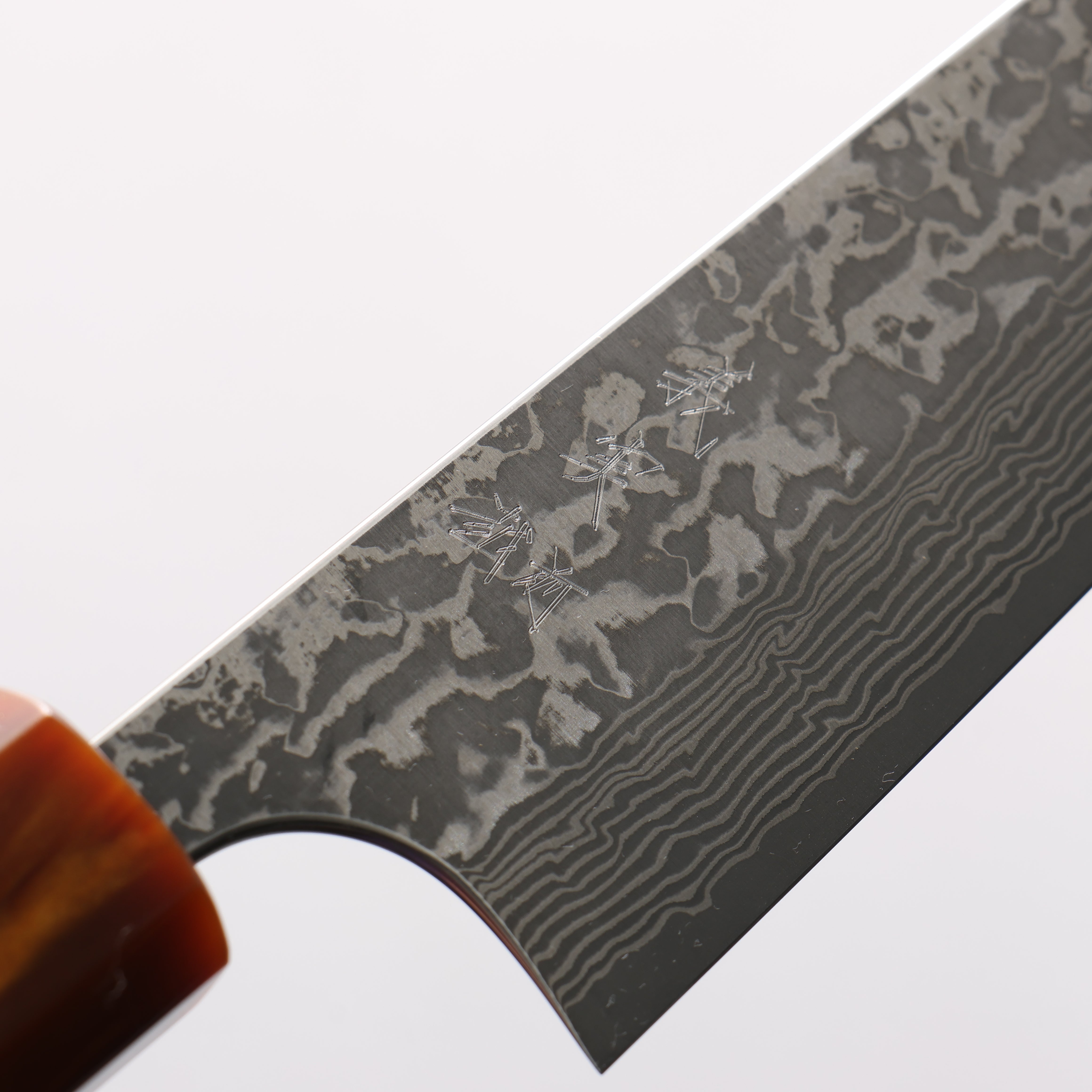 Yoshimi Kato SG2 Black Damascus Small Bunka 130mm Ebony (ferrule: Orange Resin) Handle - Seisuke Knife
