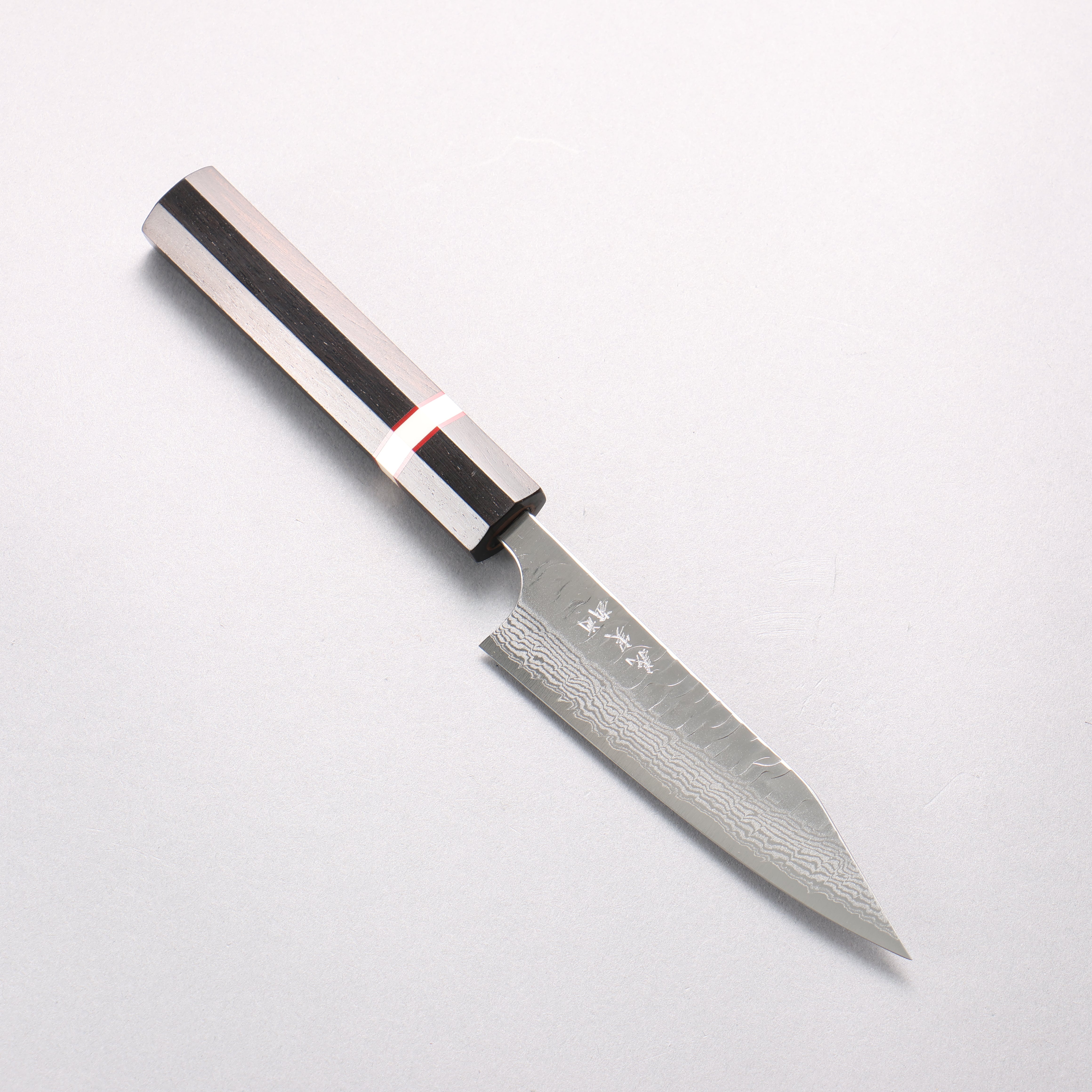 Yoshimi Kato Nami VG-XEOS Hammered Damascus Kiritsuke Petty-Utility 120mm Ebony Wood(With White Ring) Handle - Seisuke Knife