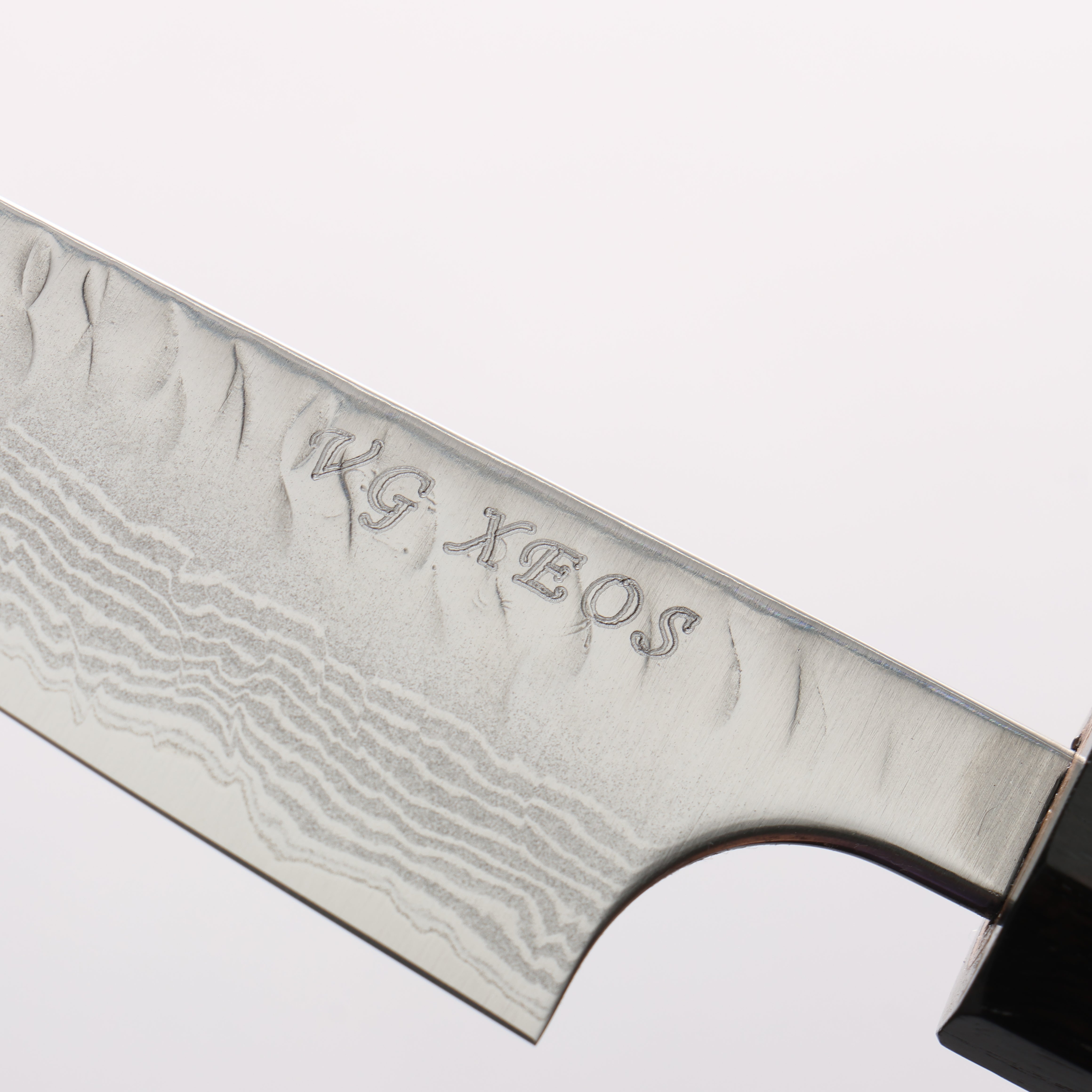 Yoshimi Kato Nami VG-XEOS Hammered Damascus Kiritsuke Paring 90mm Ebony Wood & White Ring Handle - Seisuke Knife