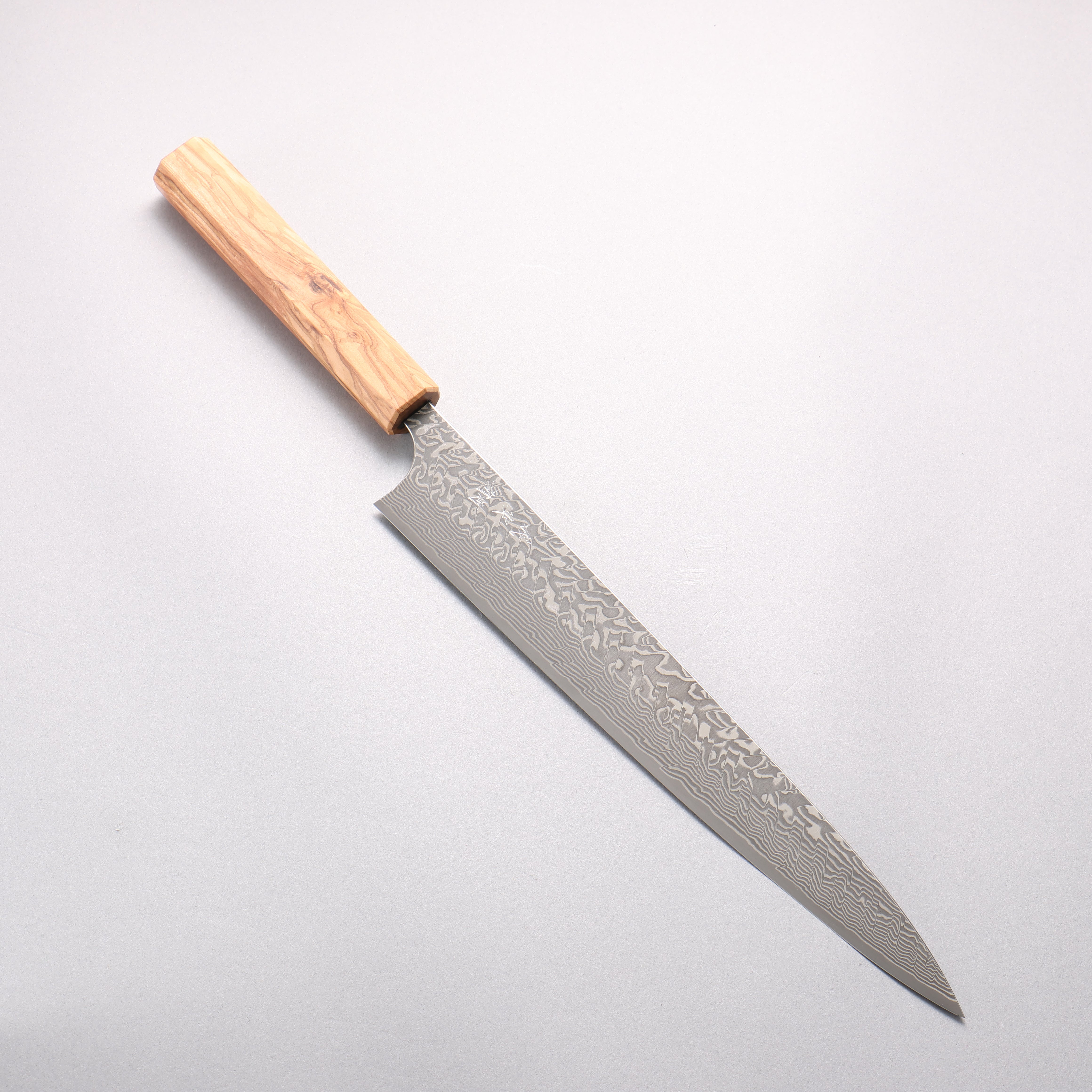 Yoshimi Kato SG2 Black Damascus Sujihiki 270mm Olive tree Handle - Seisuke Knife