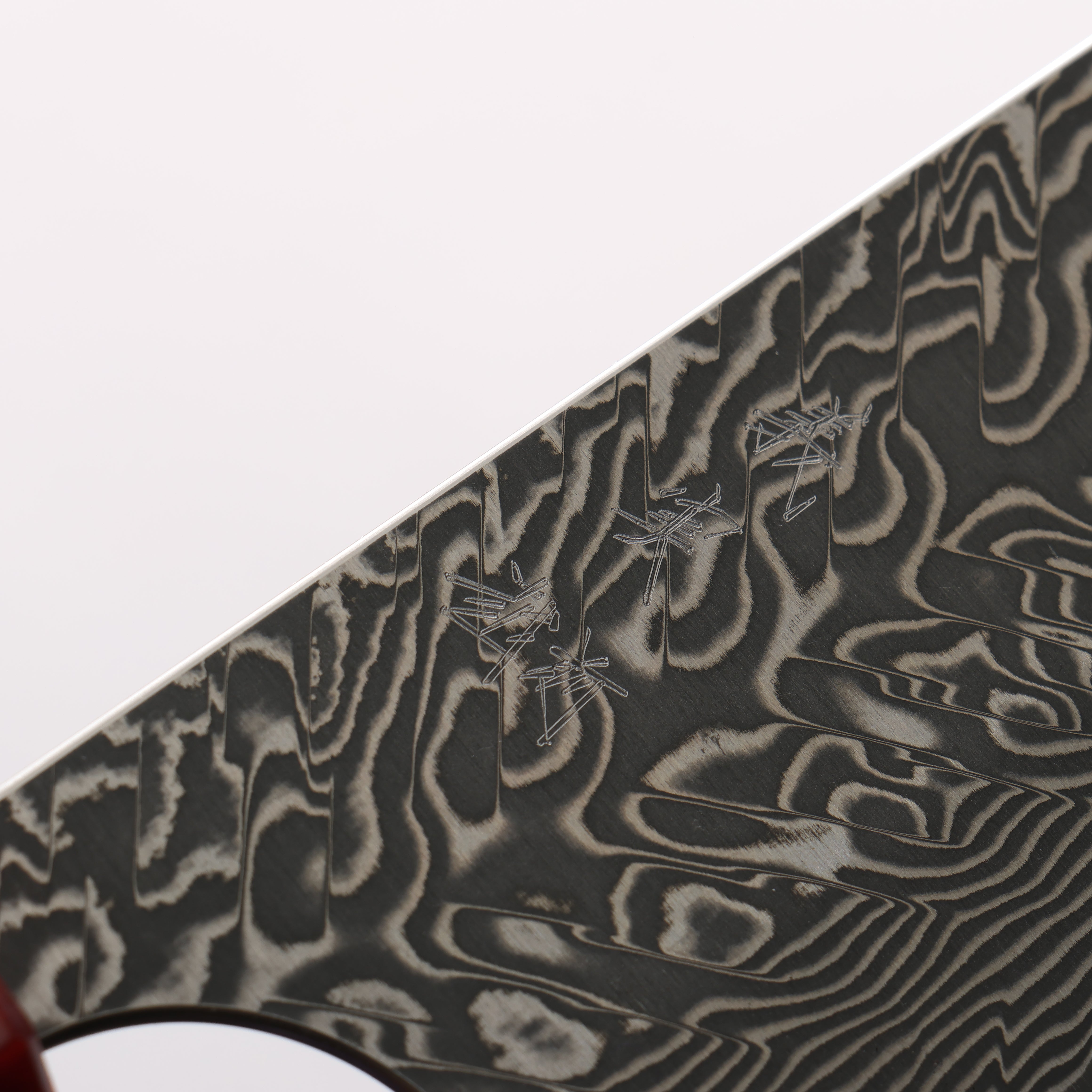 Yoshimi Kato SG2 Black Damascus Kiritsuke Gyuto 240mm Olive Tree and Red Resin Handle - Seisuke Knife