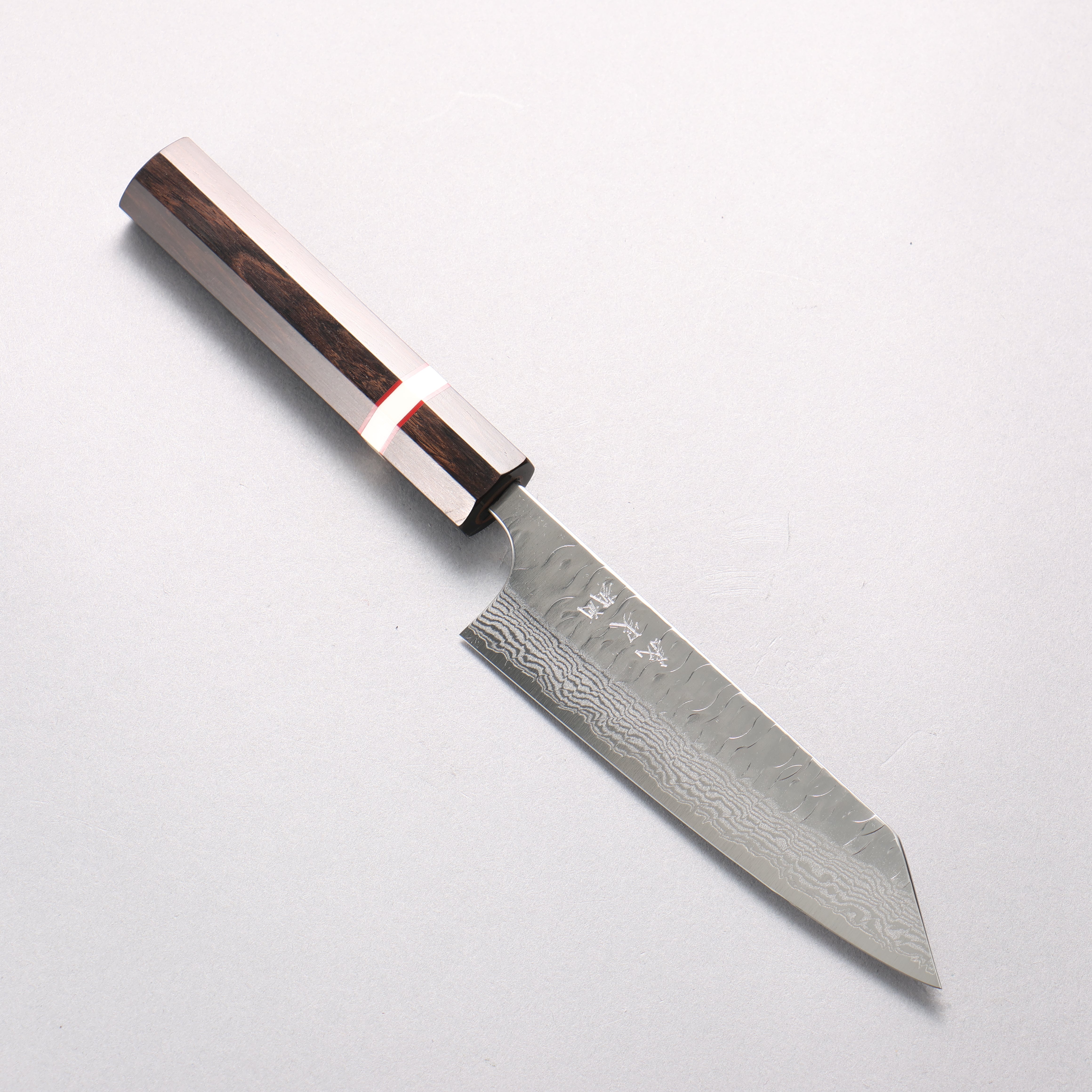 Yoshimi Kato Nami VG-XEOS Hammered Damascus Small Bunka 130mm Ebony Wood(With White Ring) Handle - Seisuke Knife