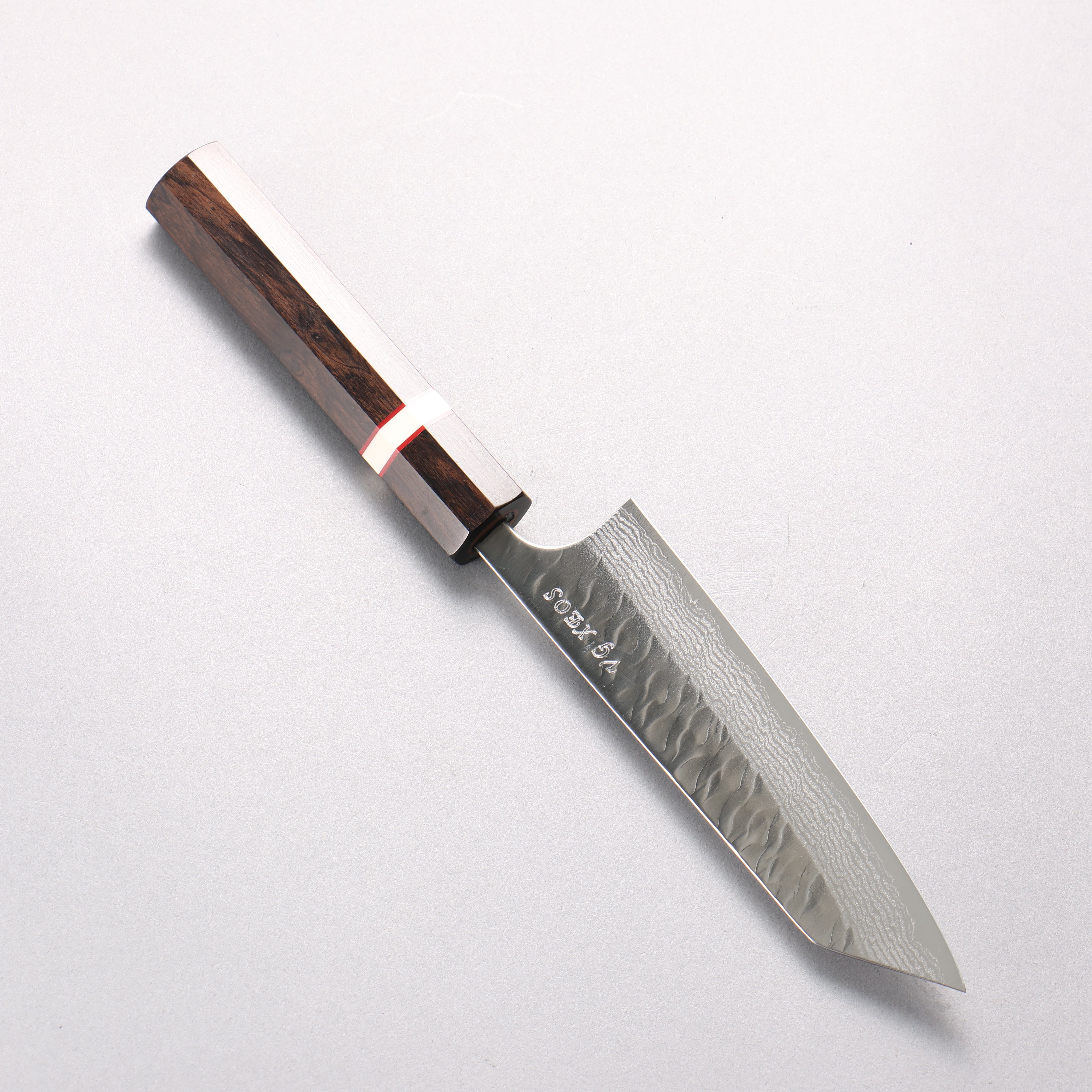 Yoshimi Kato Nami VG-XEOS Hammered Damascus Small Bunka 130mm Ebony Wood(With White Ring) Handle - Seisuke Knife