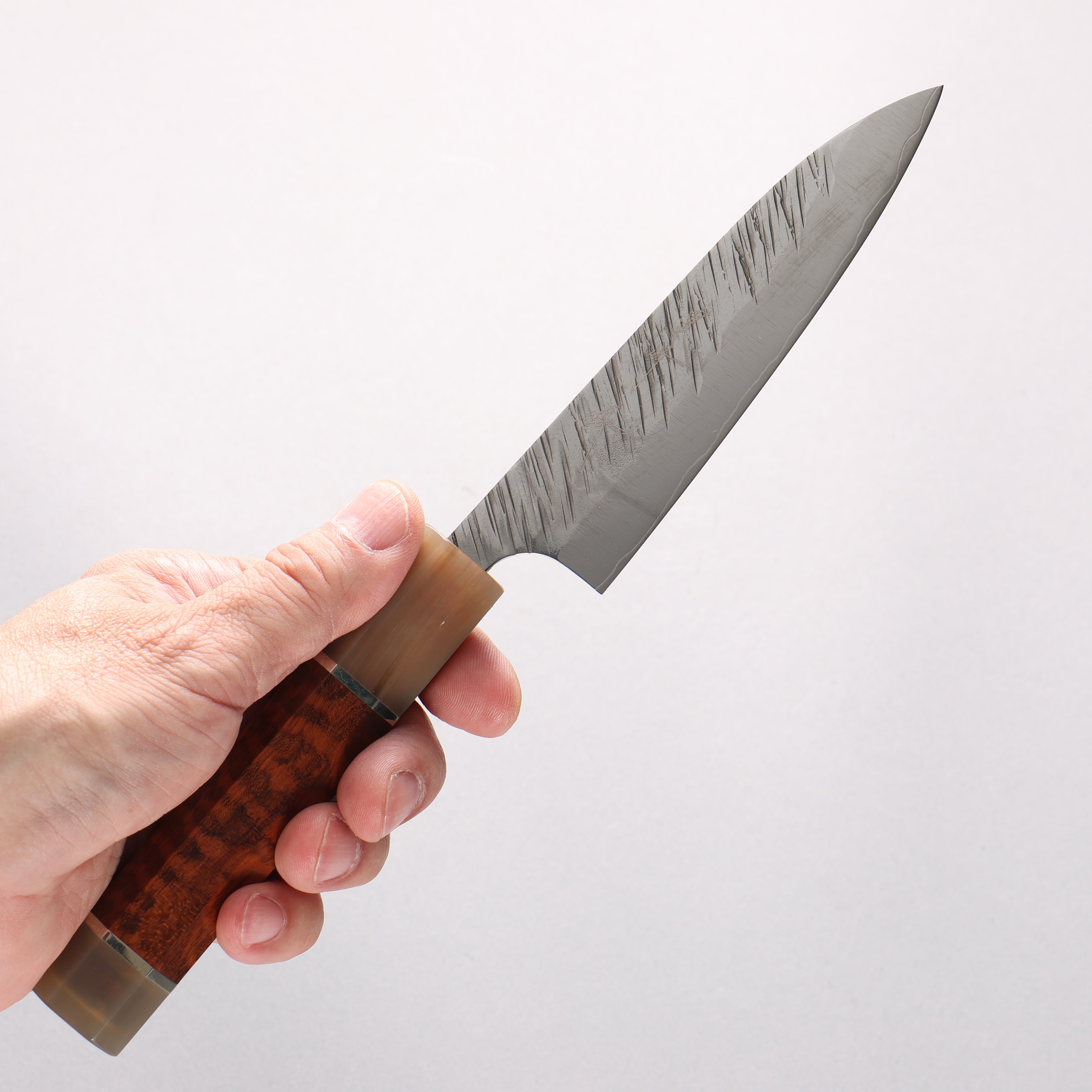 Yu Kurosaki Fujin SG2 Hammered Petty-Utility 120mm Snakewood & Double Marbled Horn Handle - Seisuke Knife