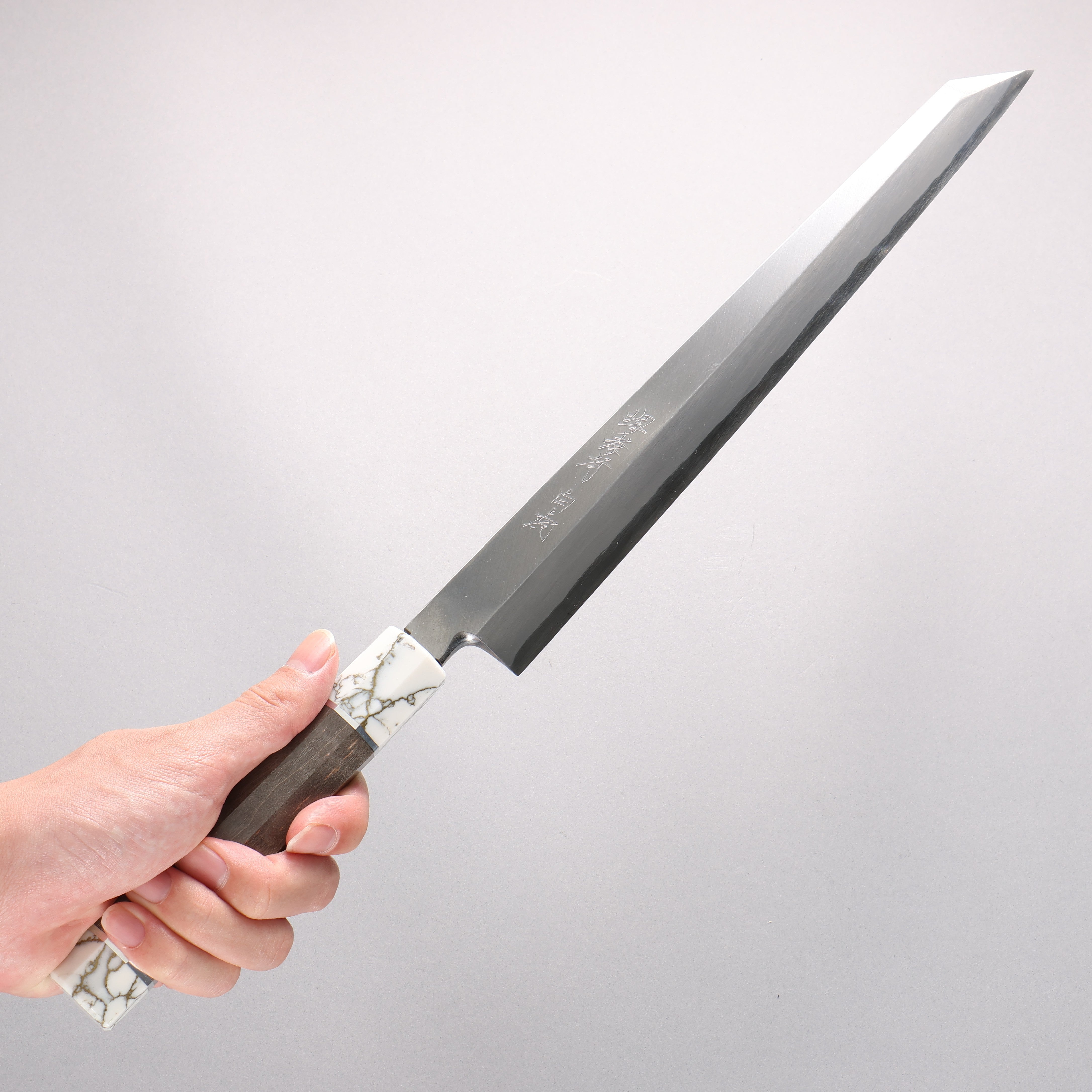 Sakai Takayuki Byakko White Steel No.1 Kiritsuke Yanagiba 300mm Stabilized wood Handle with Sheath - Seisuke Knife