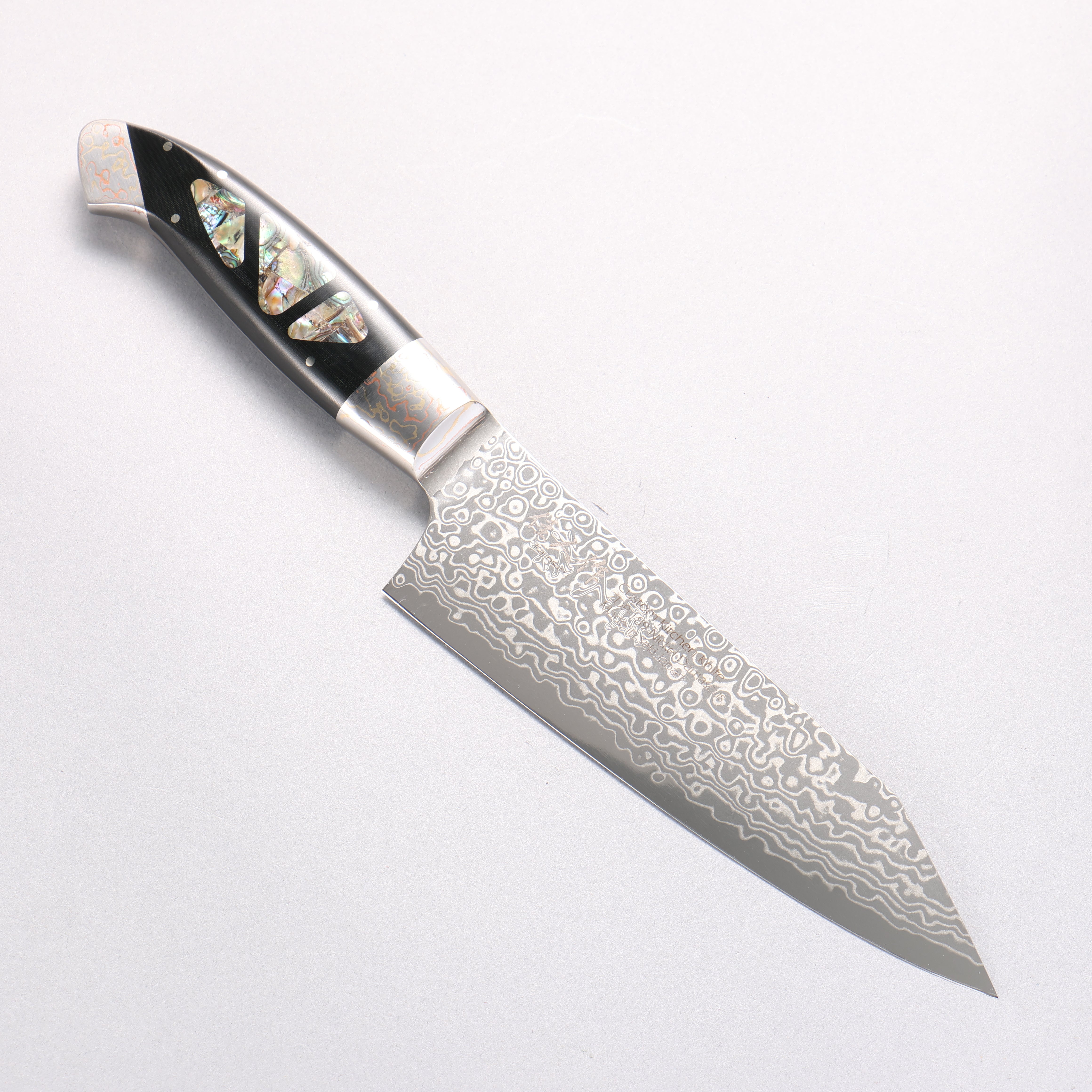 Kajin ZDP189 Damascus Migaki Finished Kiritsuke Santoku 165mm Abalone Inlay Handle - Seisuke Knife