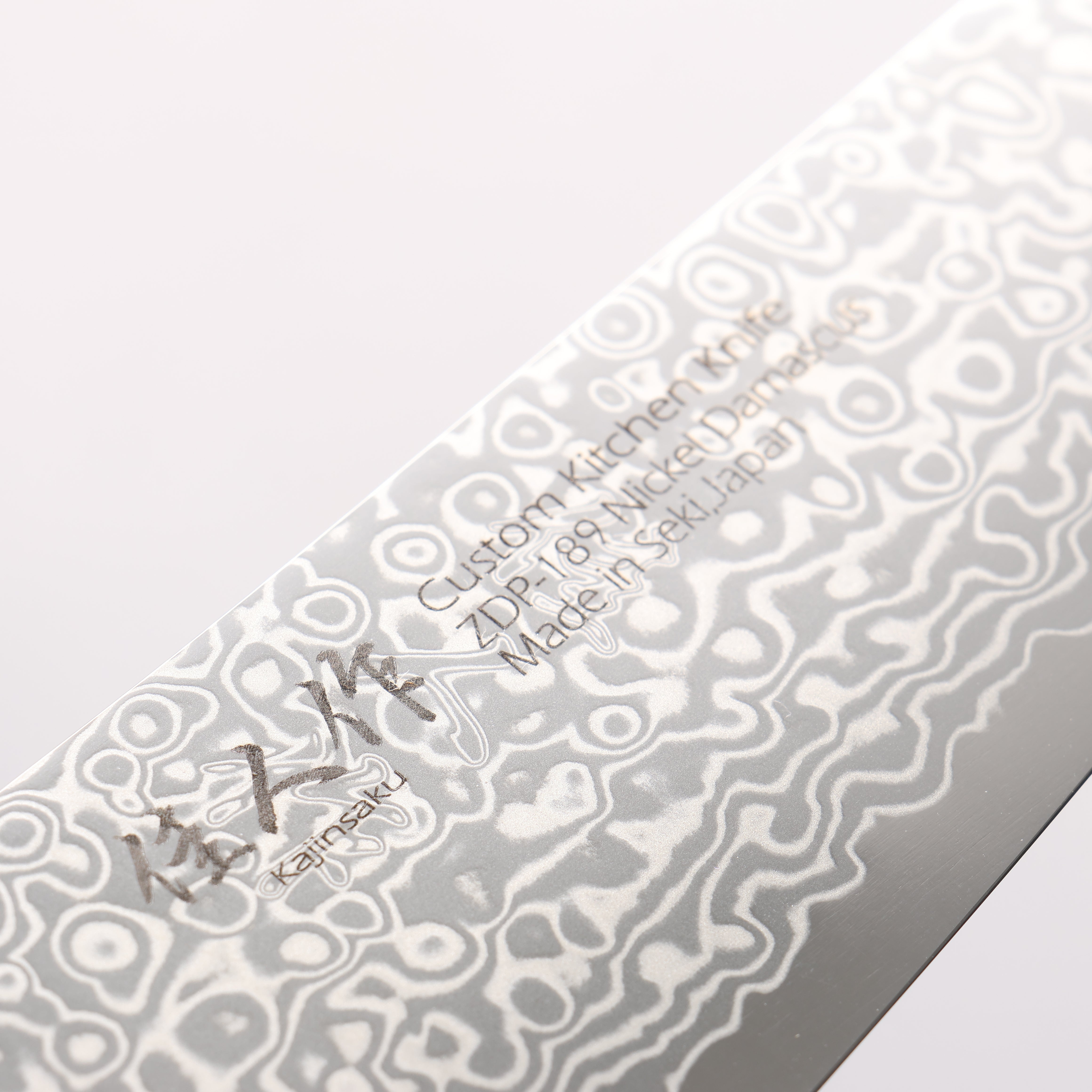 Kajin ZDP189 Damascus Migaki Finished Kiritsuke Santoku 165mm Abalone Inlay Handle - Seisuke Knife