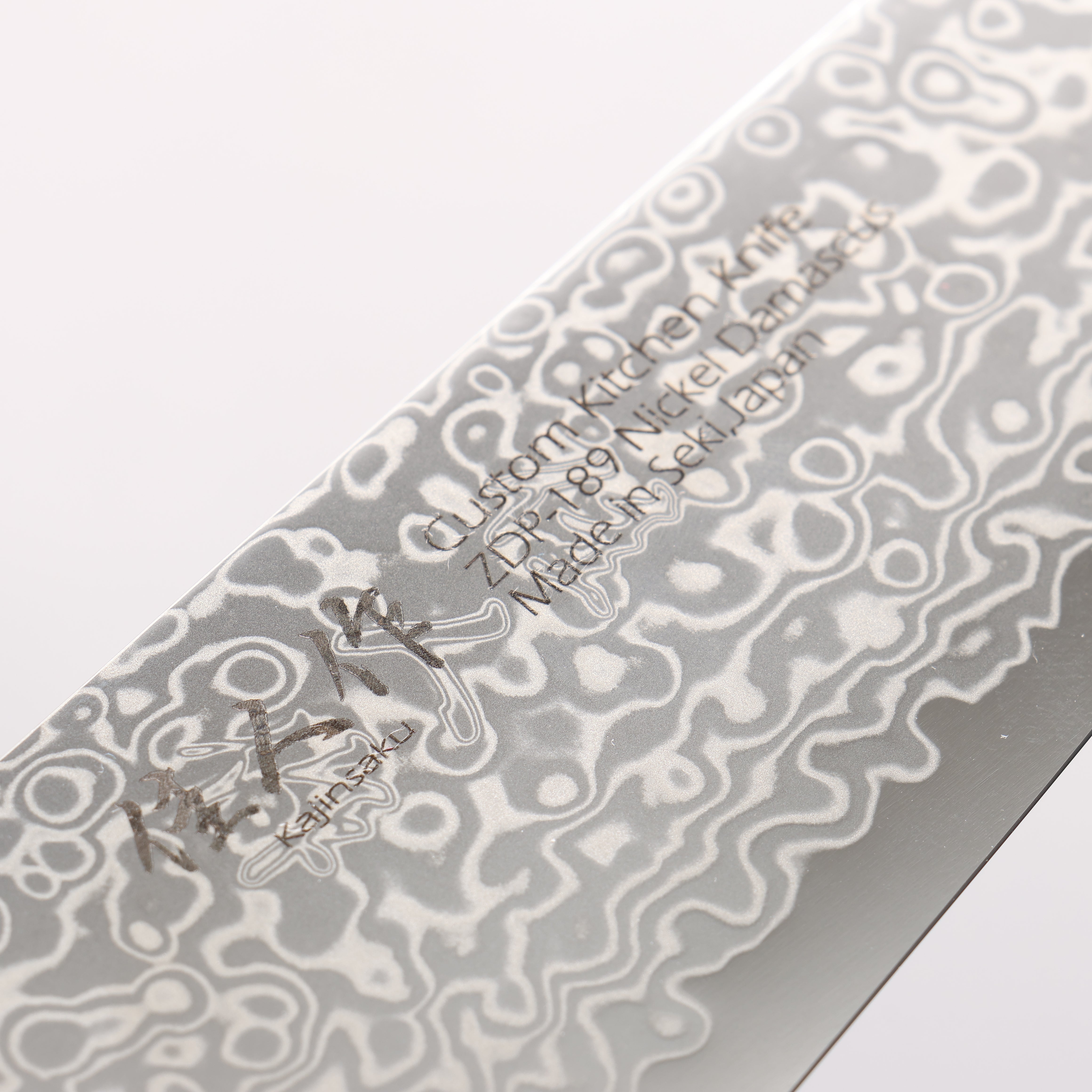 Kajin ZDP189 Damascus Migaki Finished Santoku 165mm Abalone Inlay Handle - Seisuke Knife