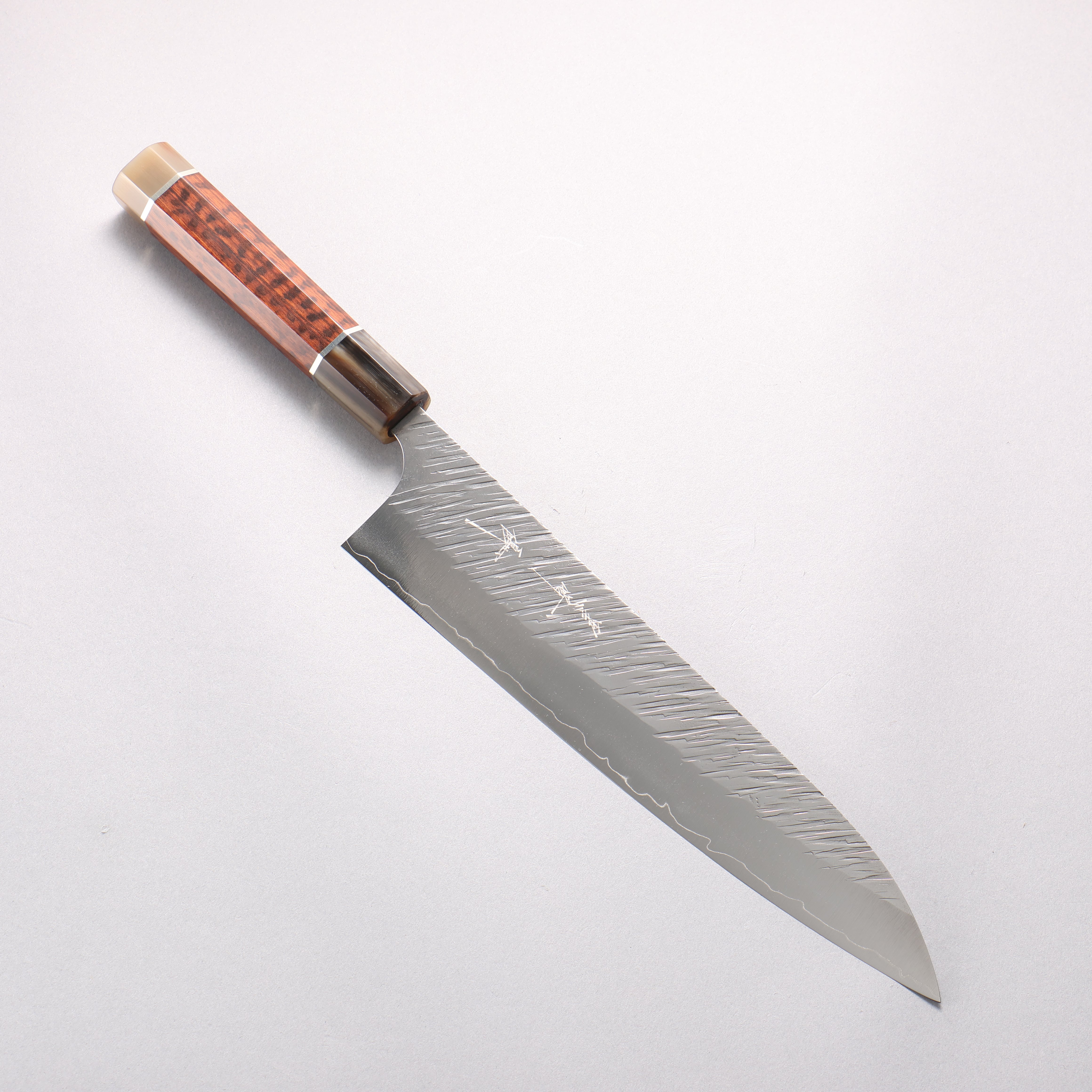 Yu Kurosaki Fujin SG2 Hammered Gyuto 240mm Snakewood (with Double Marble Horns) Handle - Seisuke Knife