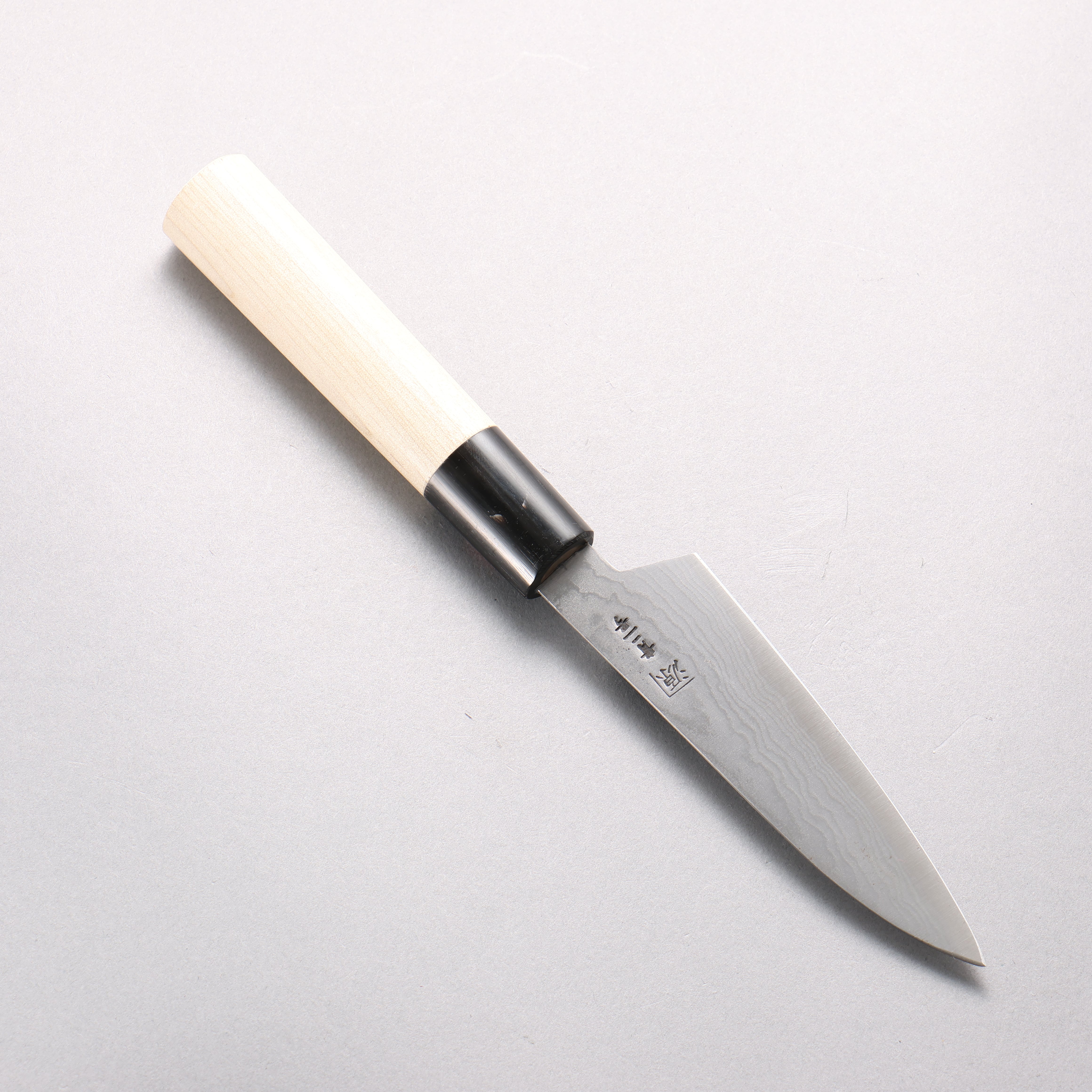 Shigeki Tanaka Blue Steel No.2 Damascus Petty-Utility 120mm Magnolia & Water Buffalo Horn Handle - Seisuke Knife