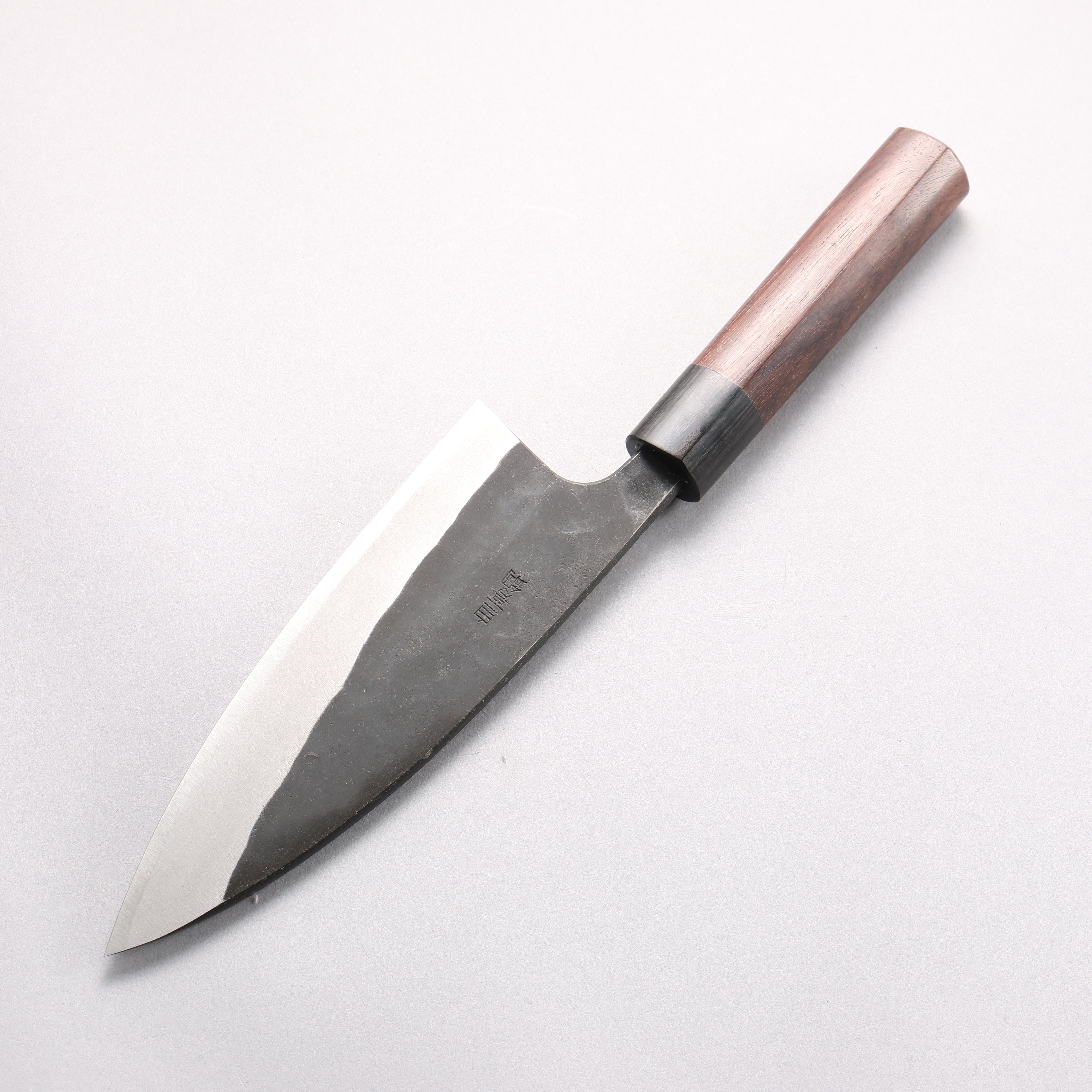 Nao Yamamoto White Steel No.2 Kurouchi Double-Bevel Deba 165mm Shitan & Black Pakkawood Handle - Seisuke Knife