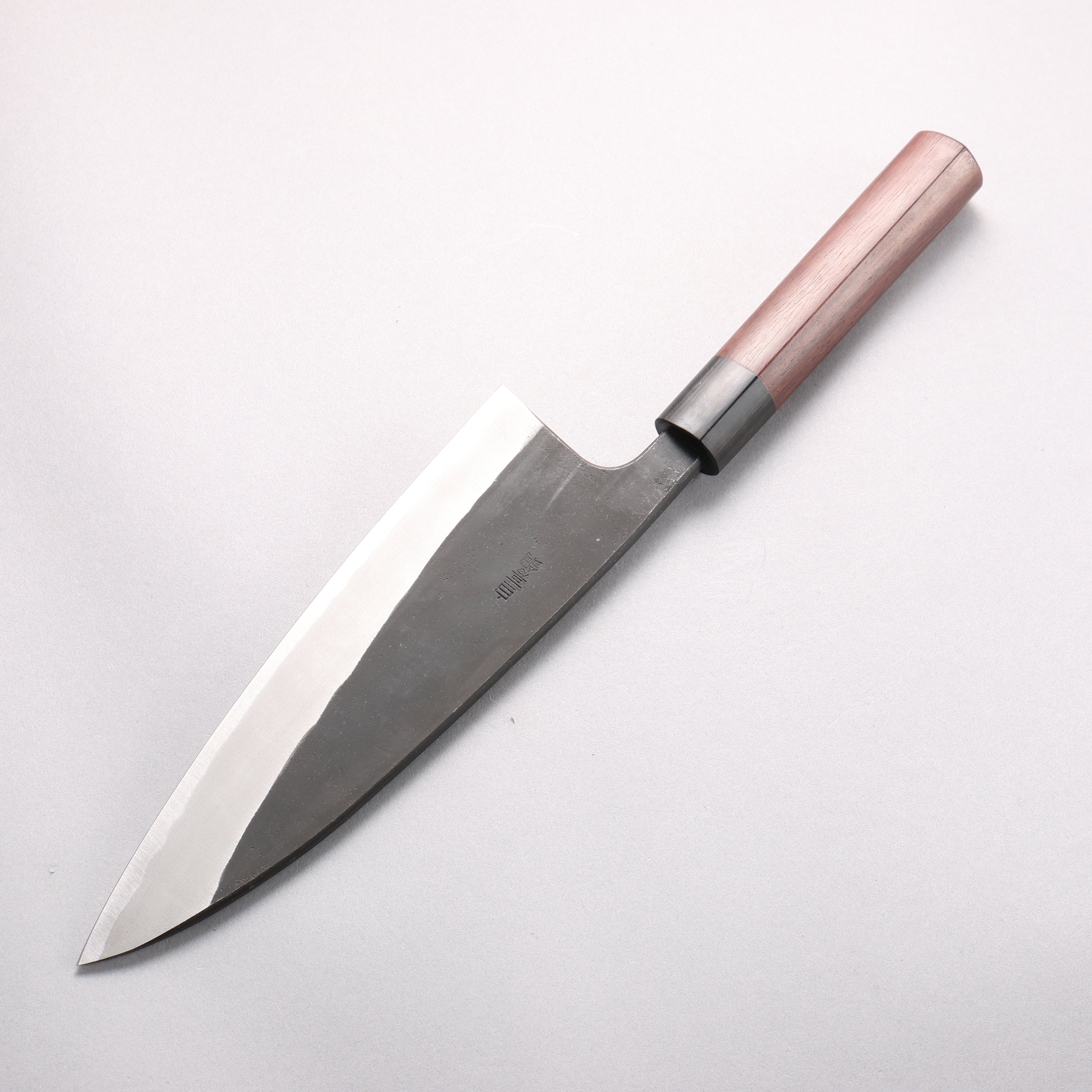 Nao Yamamoto White Steel No.2 Kurouchi Double-Bevel Deba 210mm Shitan & Black Pakkawood Handle - Seisuke Knife