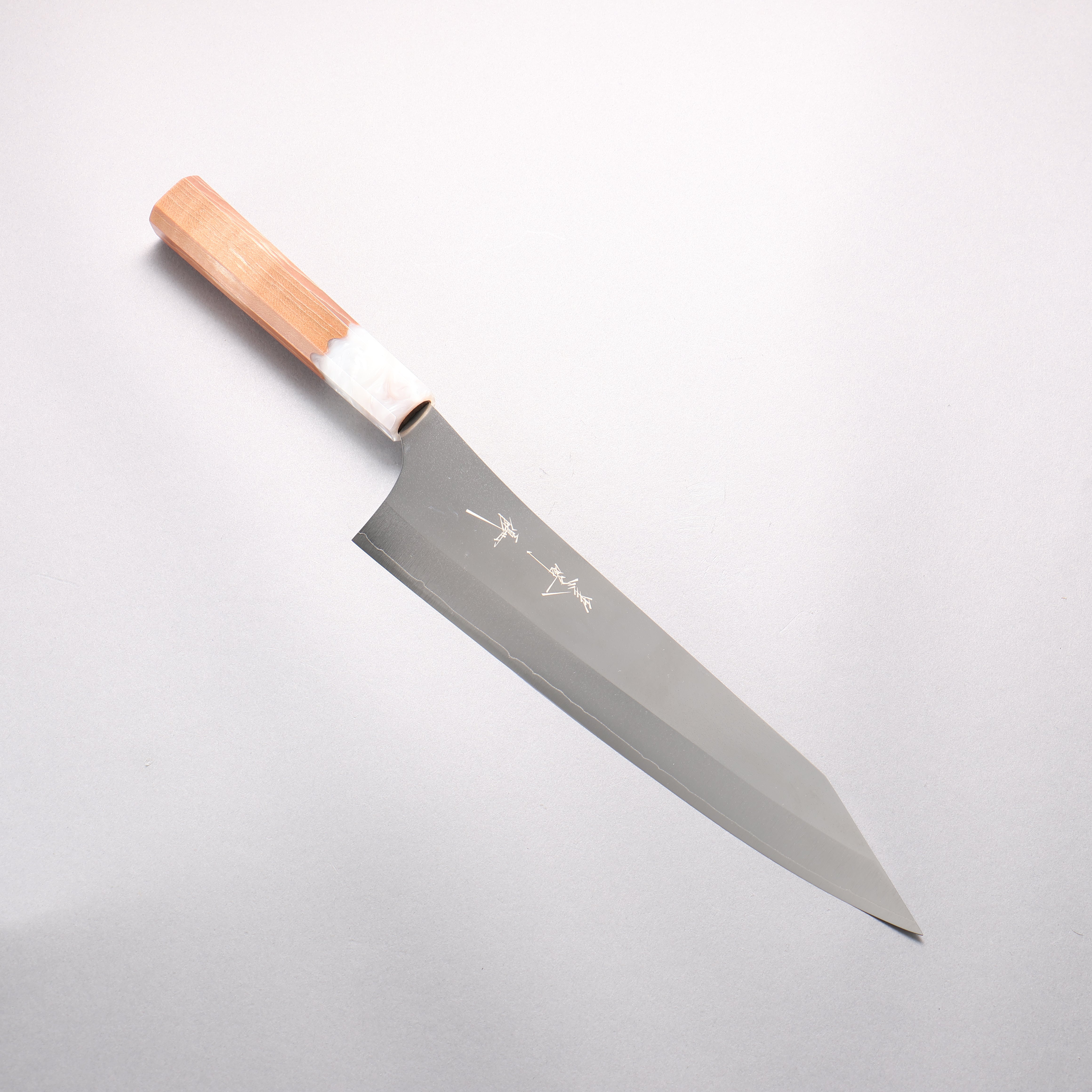 Yu Kurosaki New Gekko VG-XEOS Gyuto 240mm Resin Coated Birch & White Resin Handle - Seisuke Knife