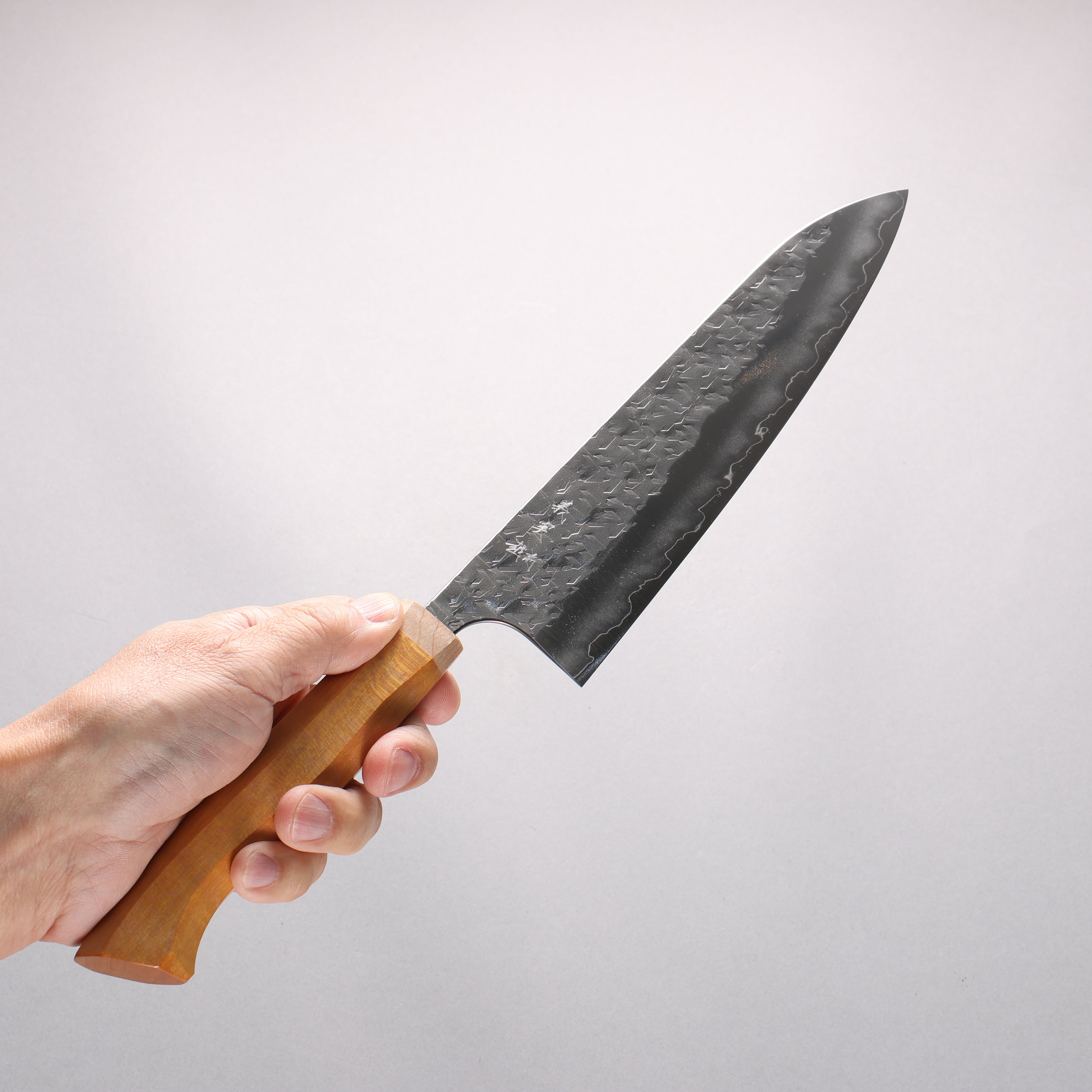Yoshimi Kato Hyo SG2 Hammered Gyuto 210mm Western style (yellow) Handle - Seisuke Knife