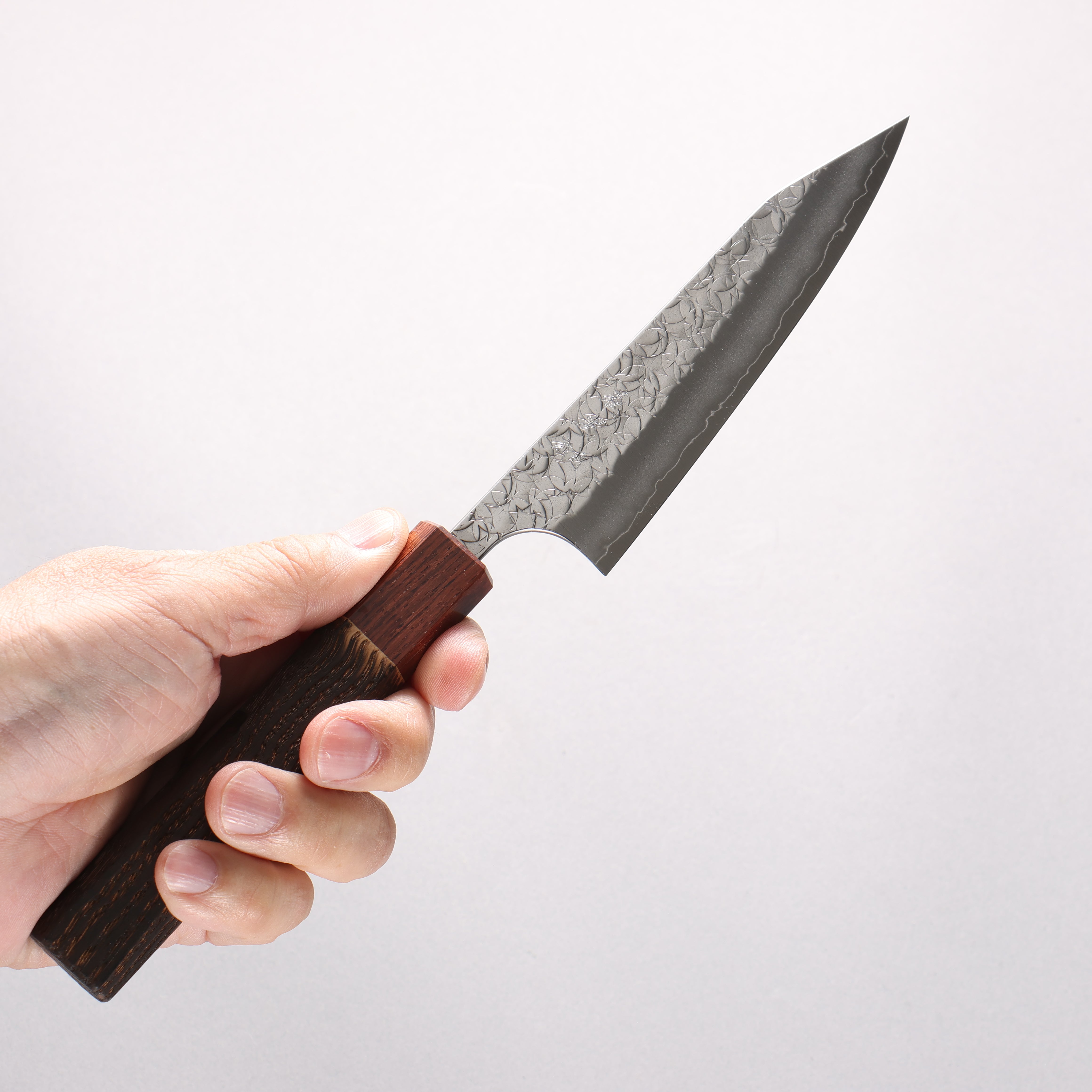 Yoshimi Kato Minamo SG2 Hammered Kiritsuke Petty-Utility 120mm Burnt Chestnut (ferrule: Rosewood) Handle - Seisuke Knife