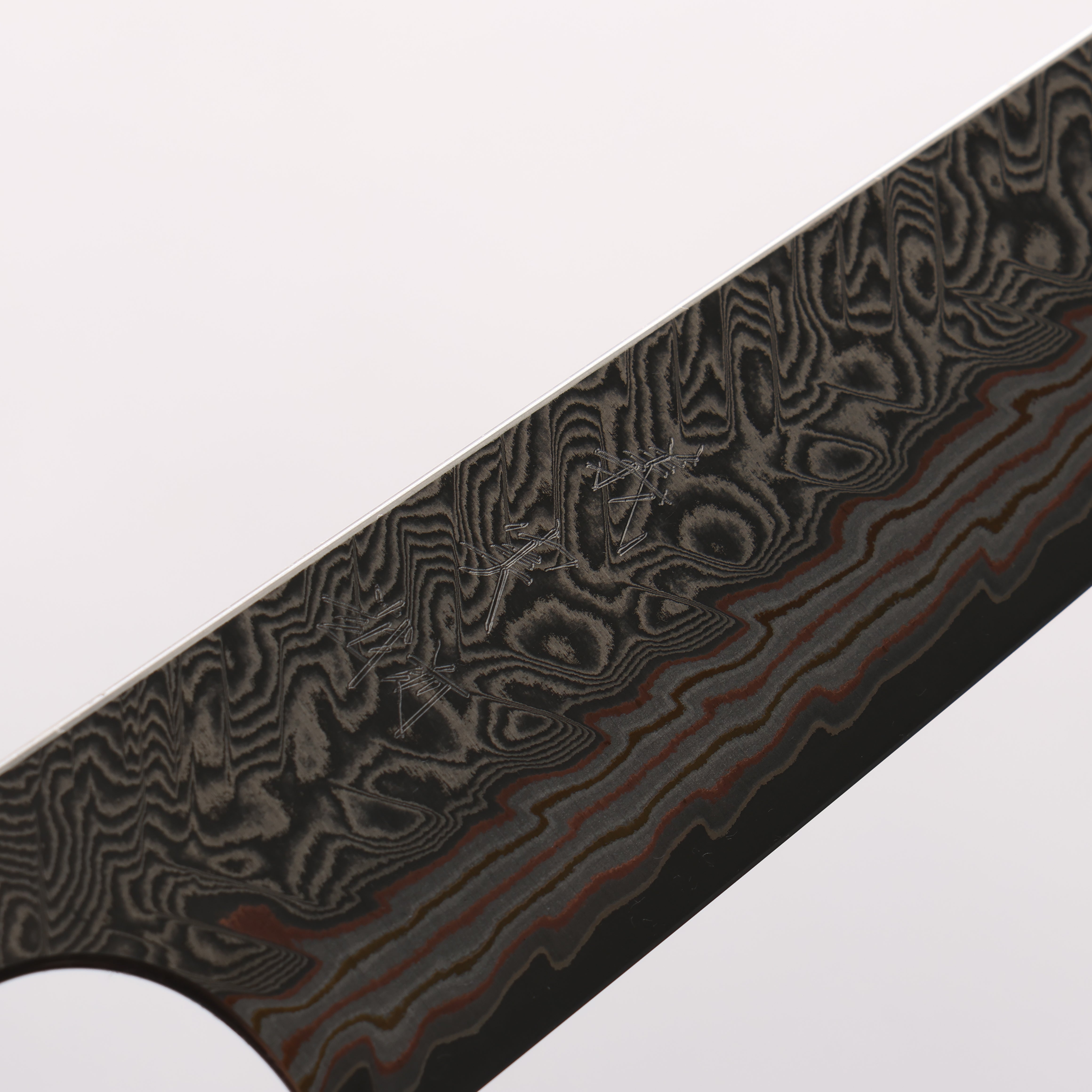 Yoshimi Kato VG10w Colored Damascus Kiritsuke Petty-Utility 150mm Olive Tree and Red Resin Handle - Seisuke Knife