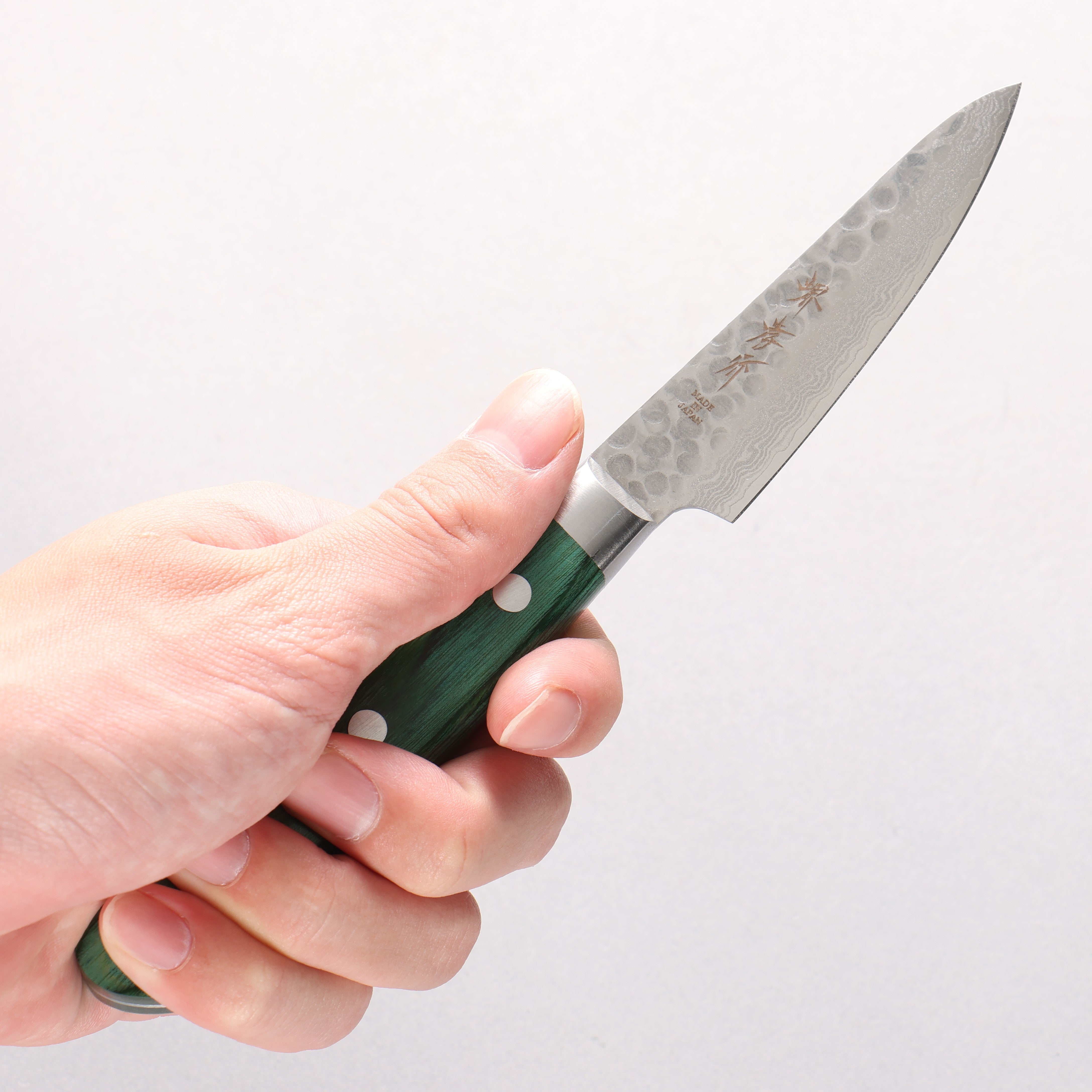 Sakai Takayuki VG10 17 Layer Damascus Petty-Utility 80mm Green Pakkawood Handle - Seisuke Knife
