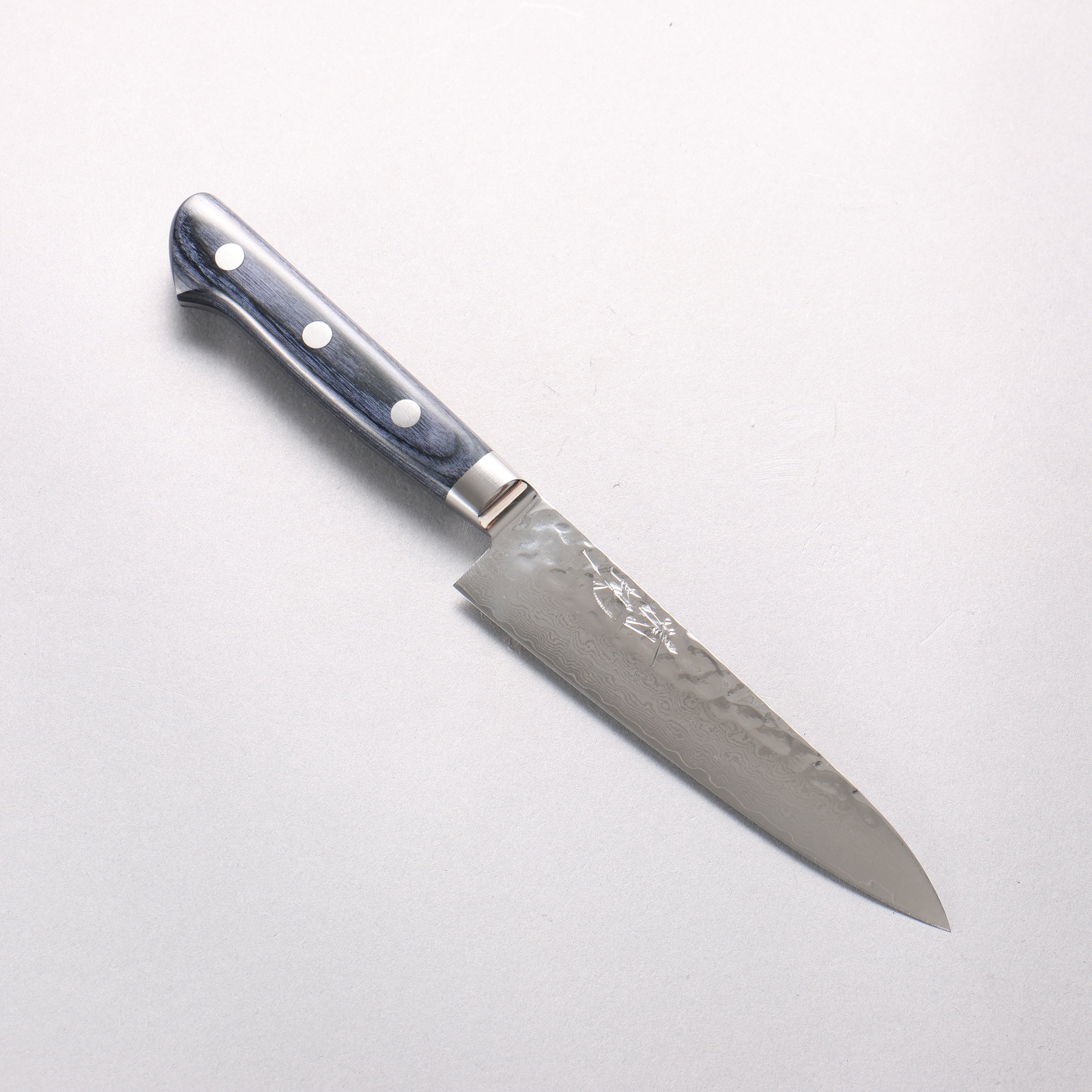Seisuke VG10 Hammered Damascus Migaki Petty-Utility 135mm Navy Pakkawood Handle with Sheath - Seisuke Knife