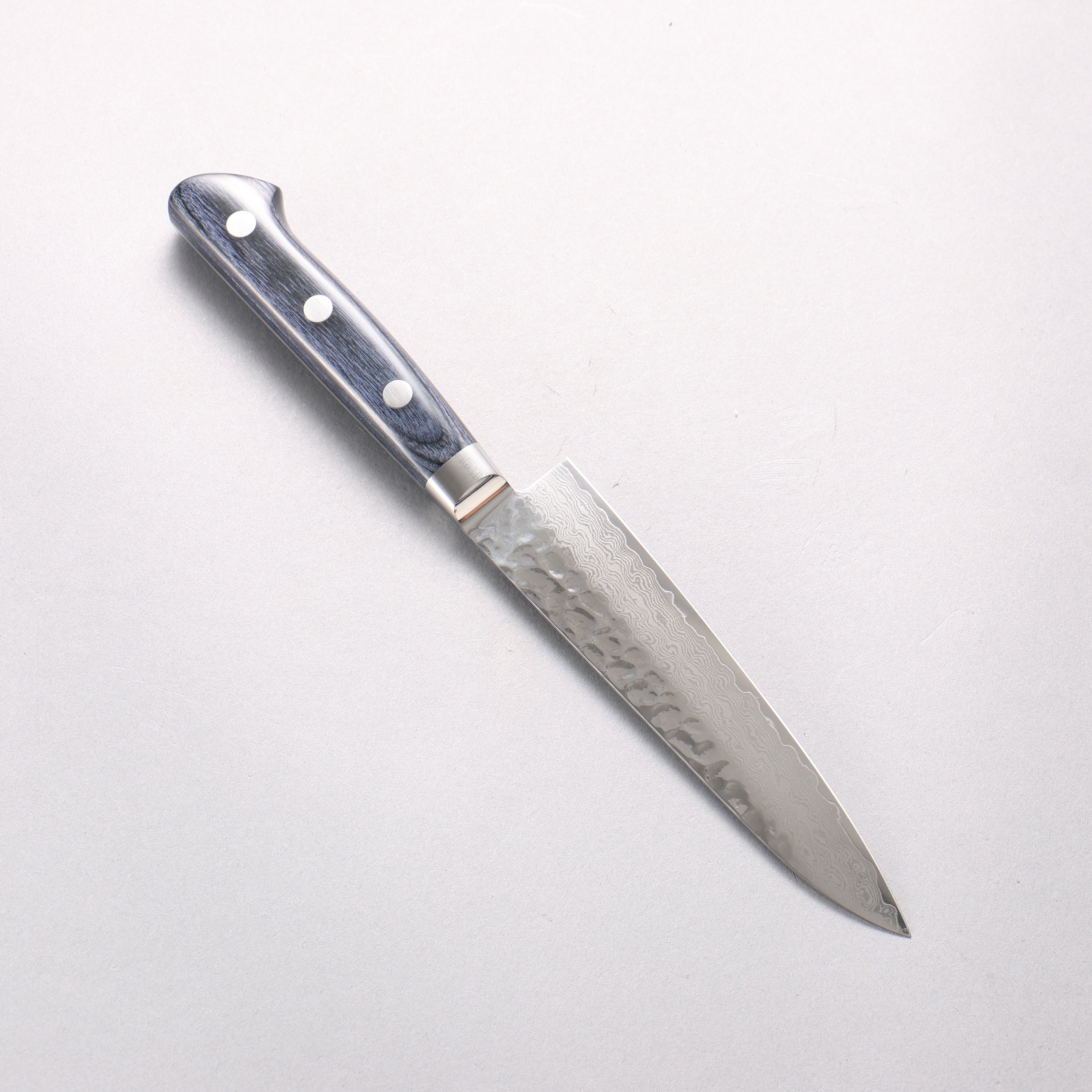 Seisuke VG10 Hammered Damascus Migaki Petty-Utility 135mm Navy Pakkawood Handle with Sheath - Seisuke Knife