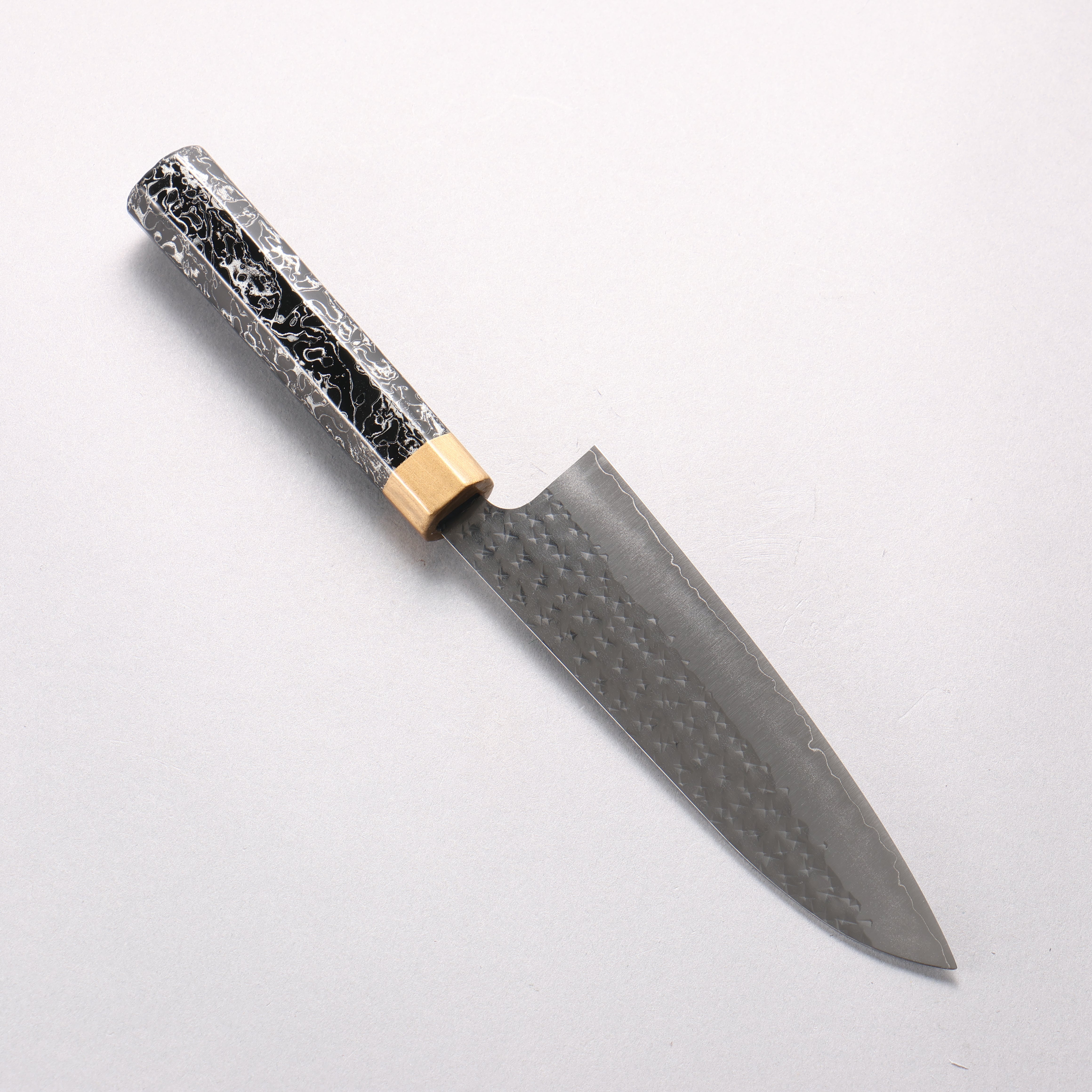 Yu Kurosaki Senko Ryu SG2 Hammered Small Santoku 150mm Black & Gold Lacquered Handle - Seisuke Knife