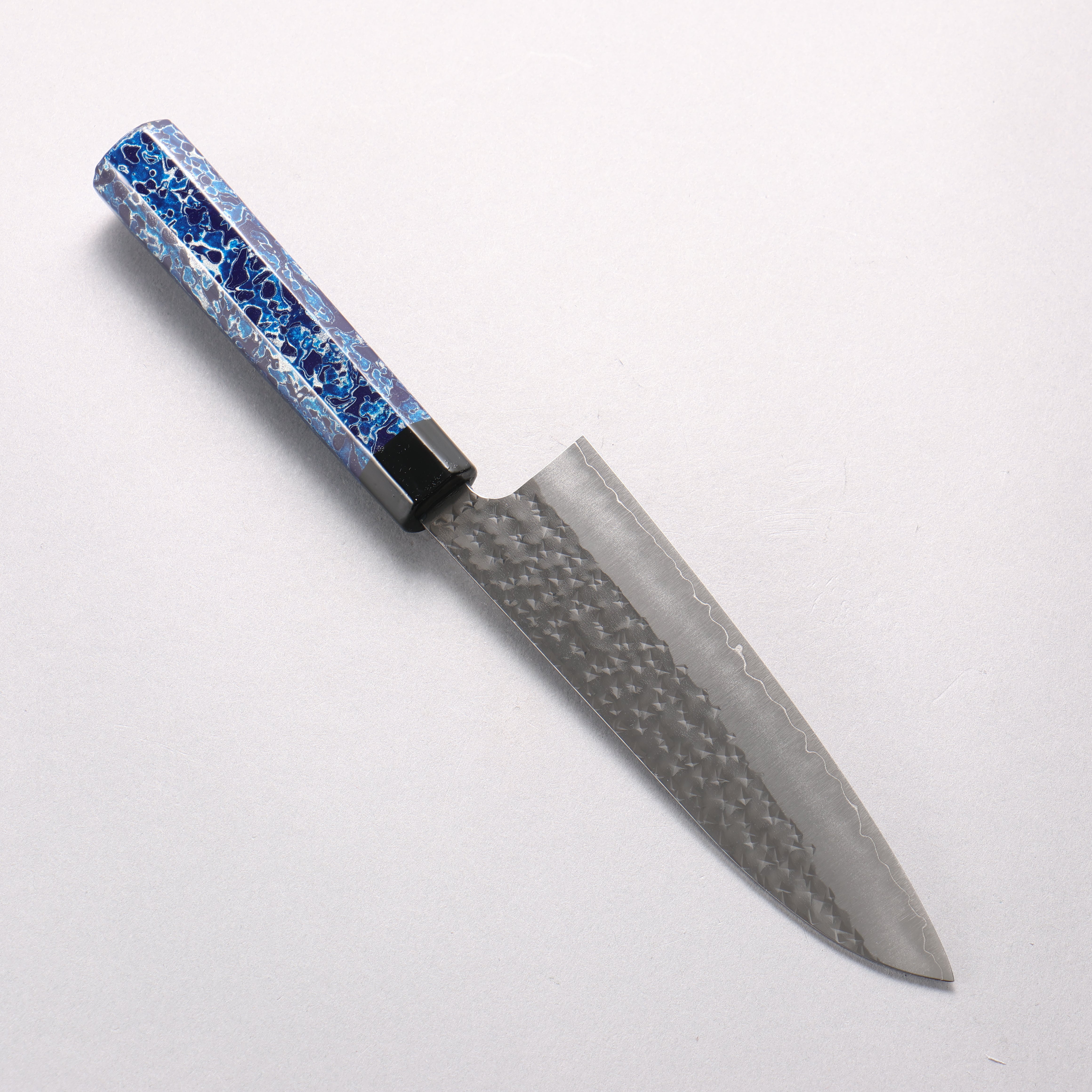 Yu Kurosaki Senko Ryu SG2 Hammered Small Santoku 150mm Blue & Black Lacquered Handle - Seisuke Knife