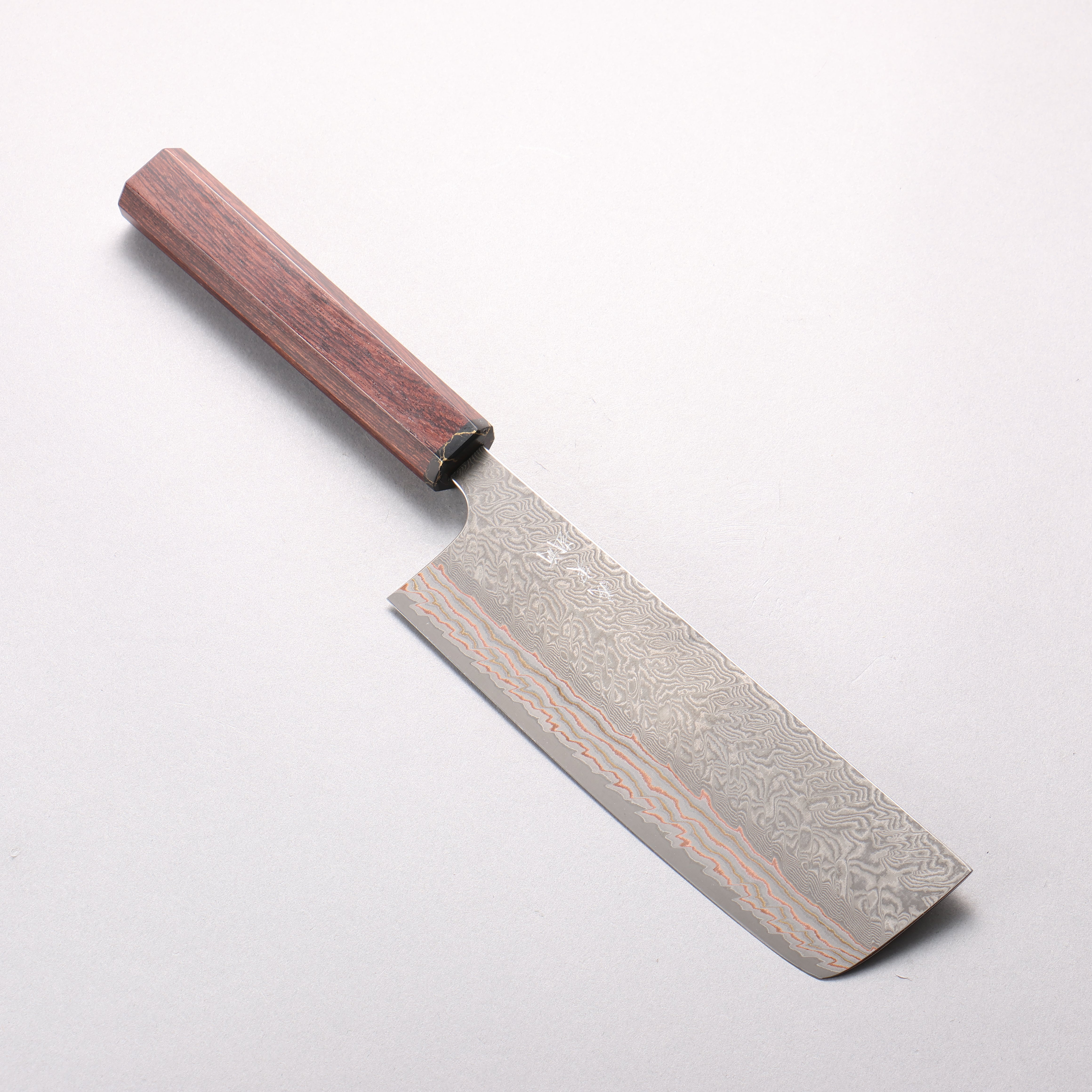 Yoshimi Kato VG10w Colored Damascus Nakiri 165mm Shitan & Black Turquoise Handle - Seisuke Knife
