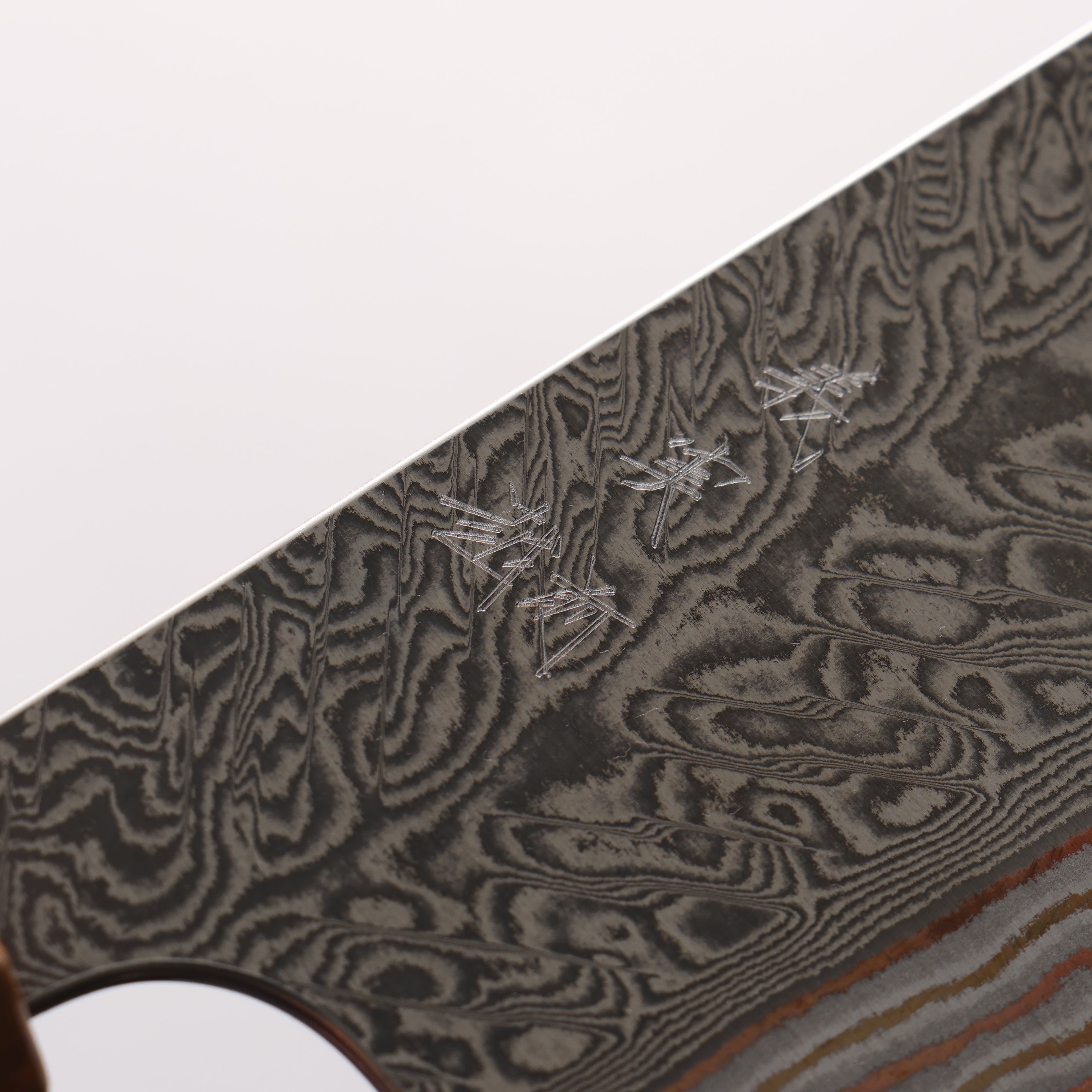 Yoshimi Kato VG10w Colored Damascus Nakiri 165mm Olive Wood & Orange Resin Handle - Seisuke Knife