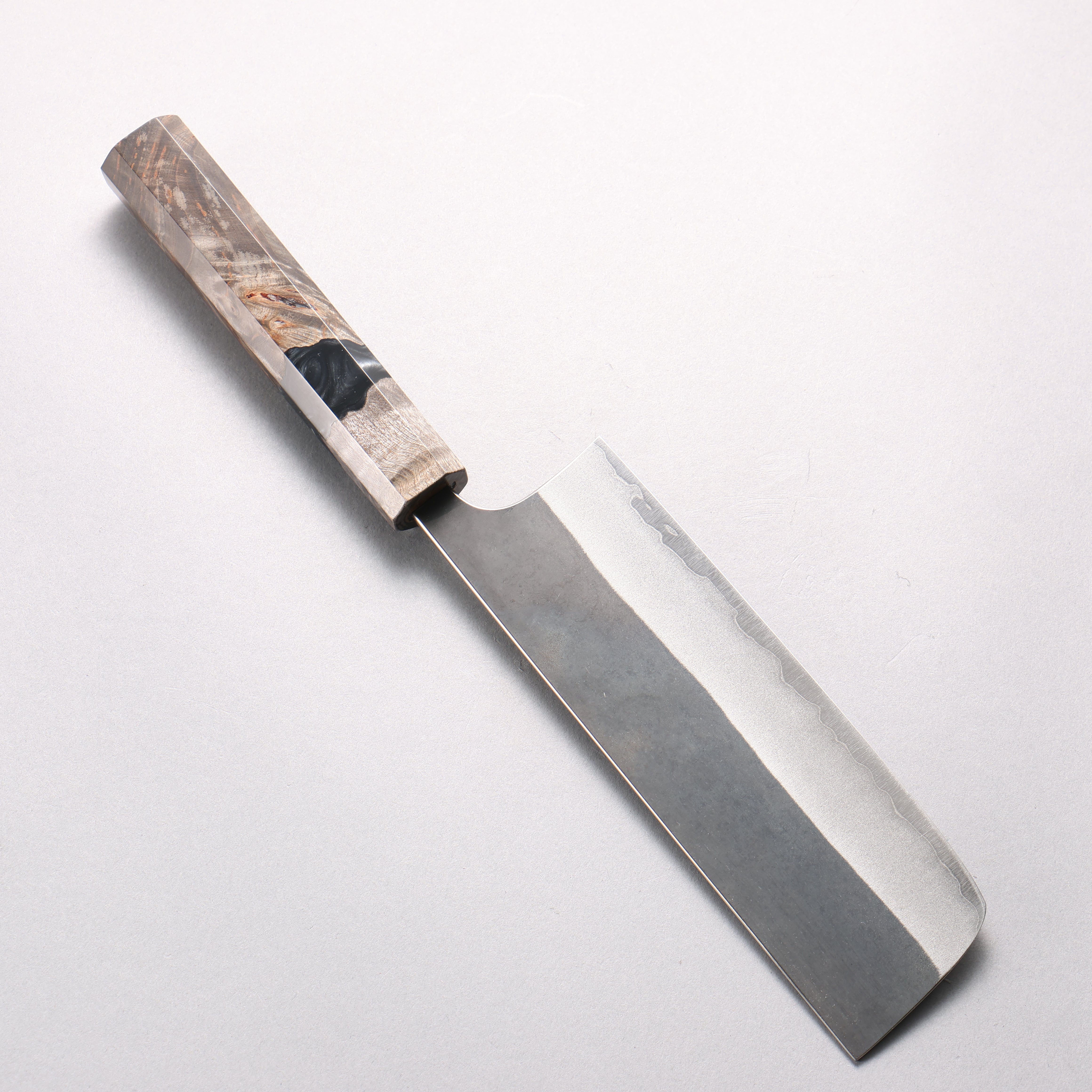 Yoshimi Kato Blue Super Black Finished Nakiri 165mm Stabilized Birch & Black Resin Handle - Seisuke Knife