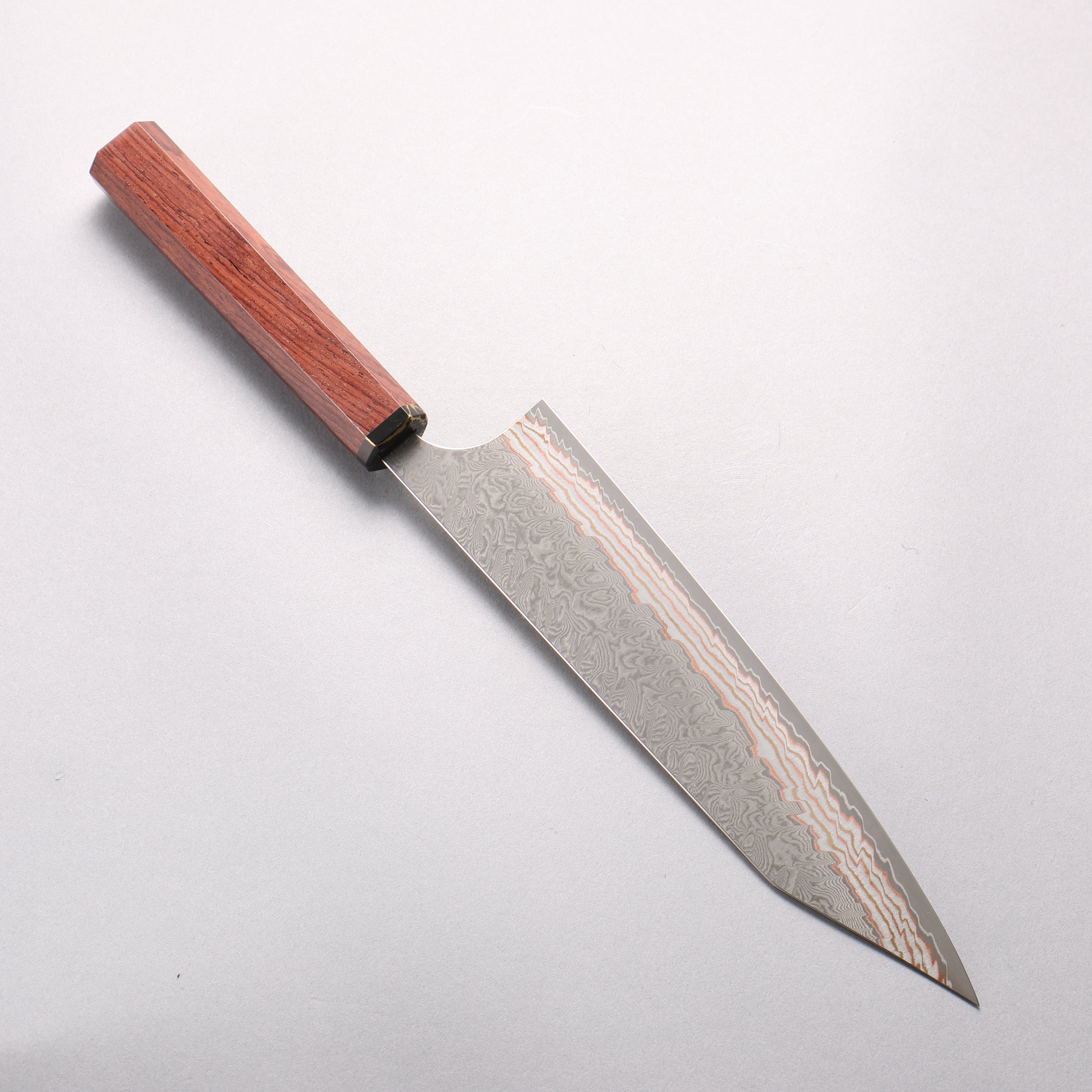 Yoshimi Kato VG10w Colored Damascus Kiritsuke Gyuto 210mm Rosewood & Black Turquoise Handle - Seisuke Knife