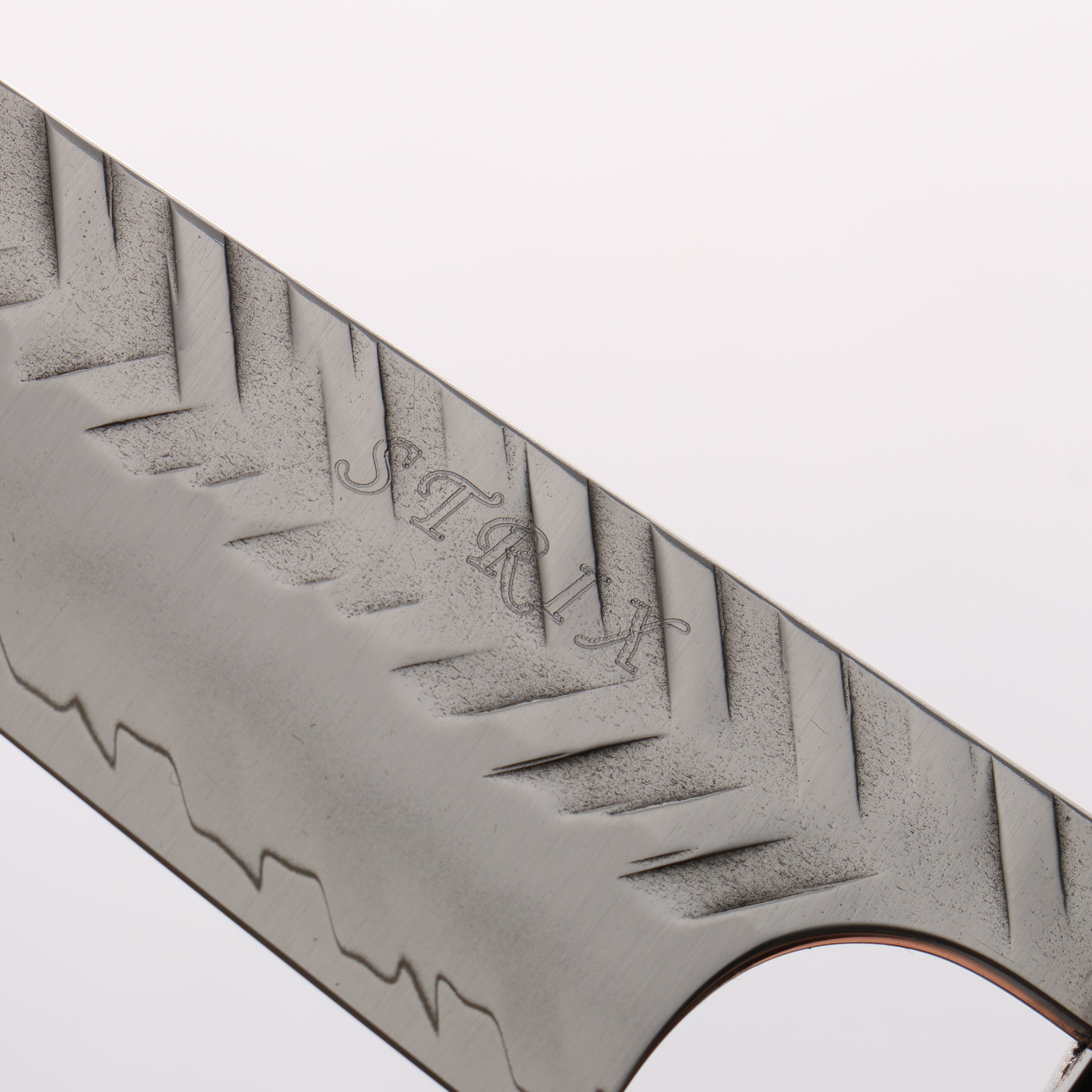 Yoshimi Kato SPG STRIX V-Hammered Kiritsuke Petty-Utility 120mm Ebony Wood & White Ring Handle - Seisuke Knife