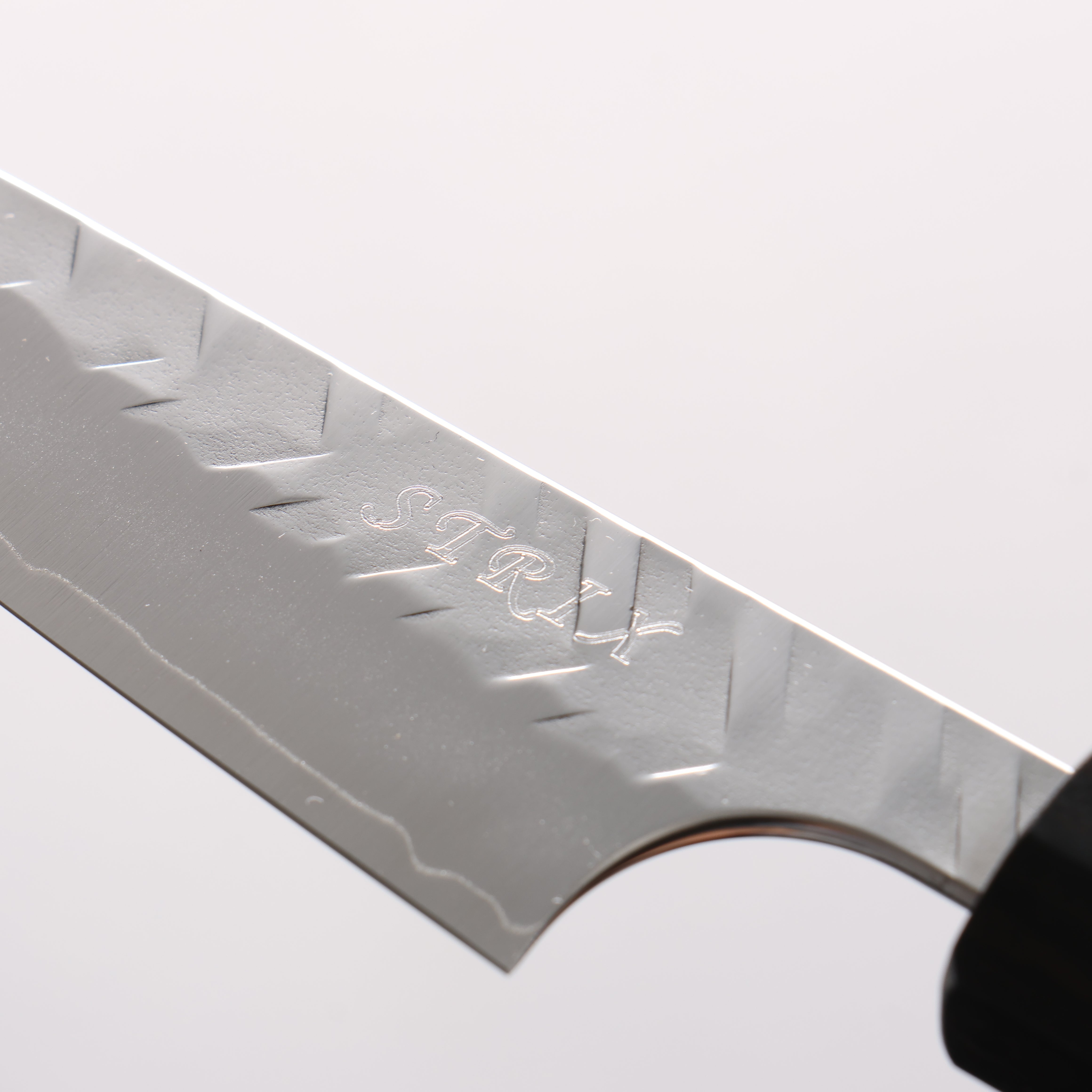 Yoshimi Kato SPG STRIX V-Hammered Kiritsuke Paring 80mm Ebony Wood & White Ring Handle - Seisuke Knife