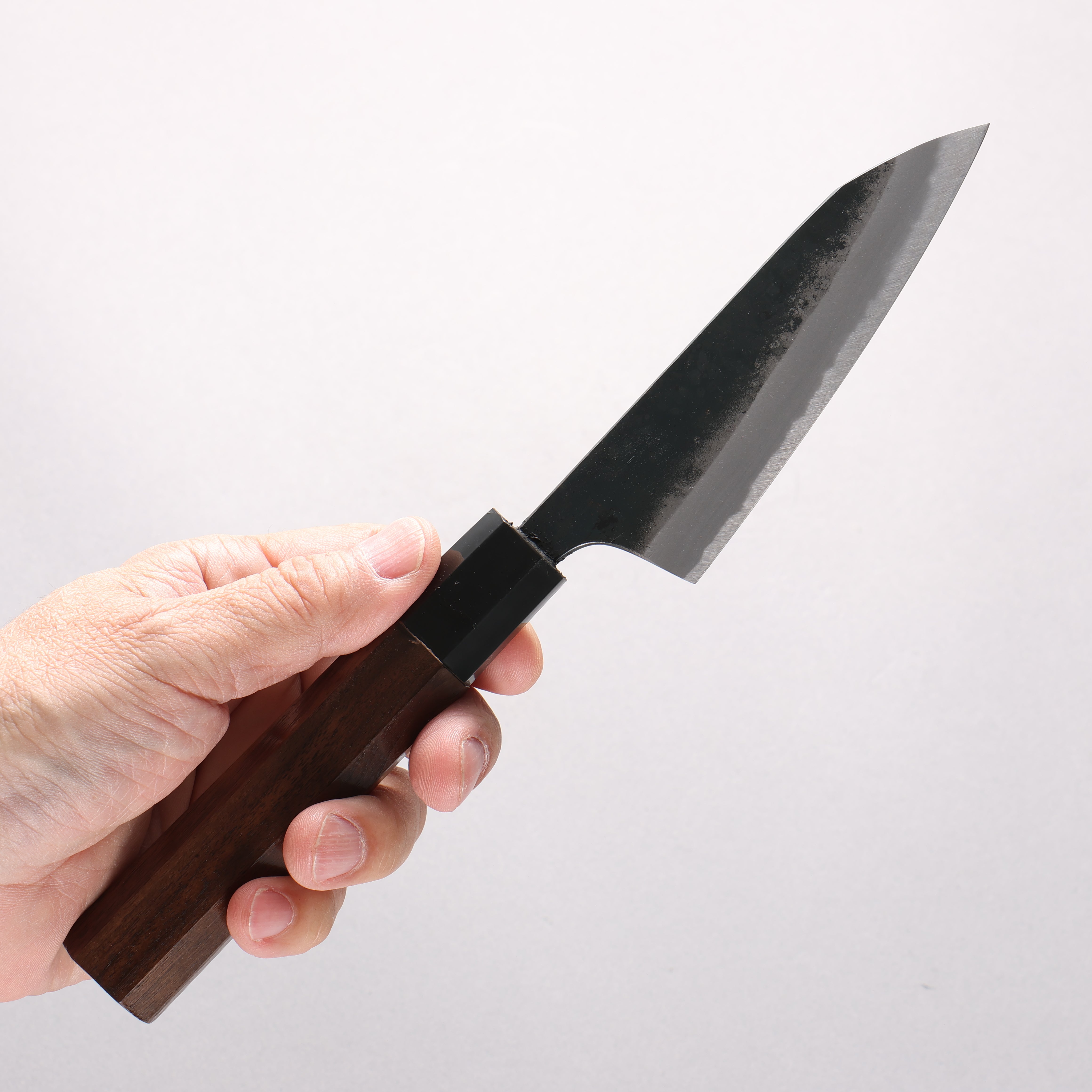 Daisuke Nishida Koharu White Steel No.1 Black Finished Petty-Utility 100mm Walnut Handle - Seisuke Knife