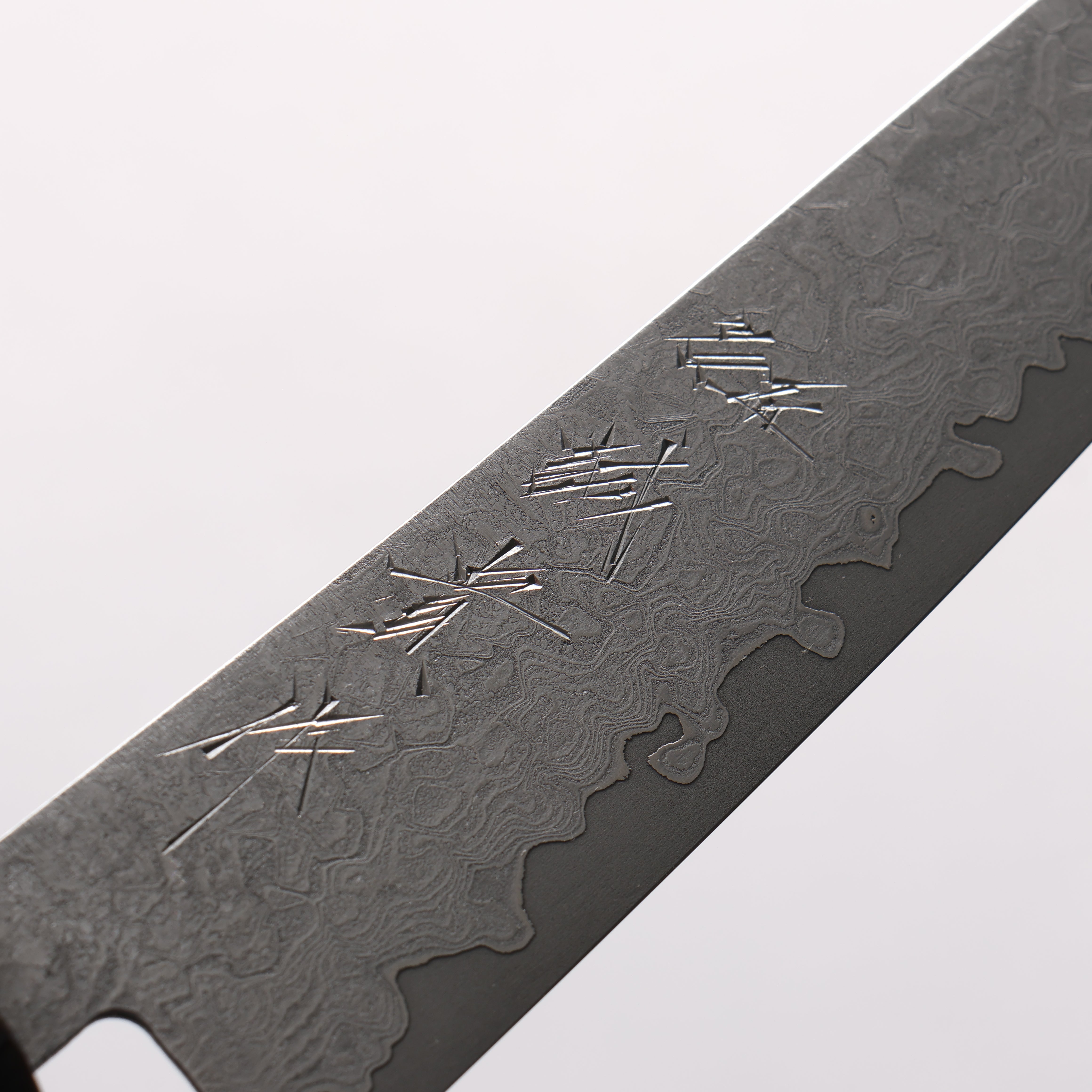 Shigeki Tanaka VG10 Damascus Petty-Utility 150mm Ebony Wood & Black Water Buffalo Horn Handle - Seisuke Knife