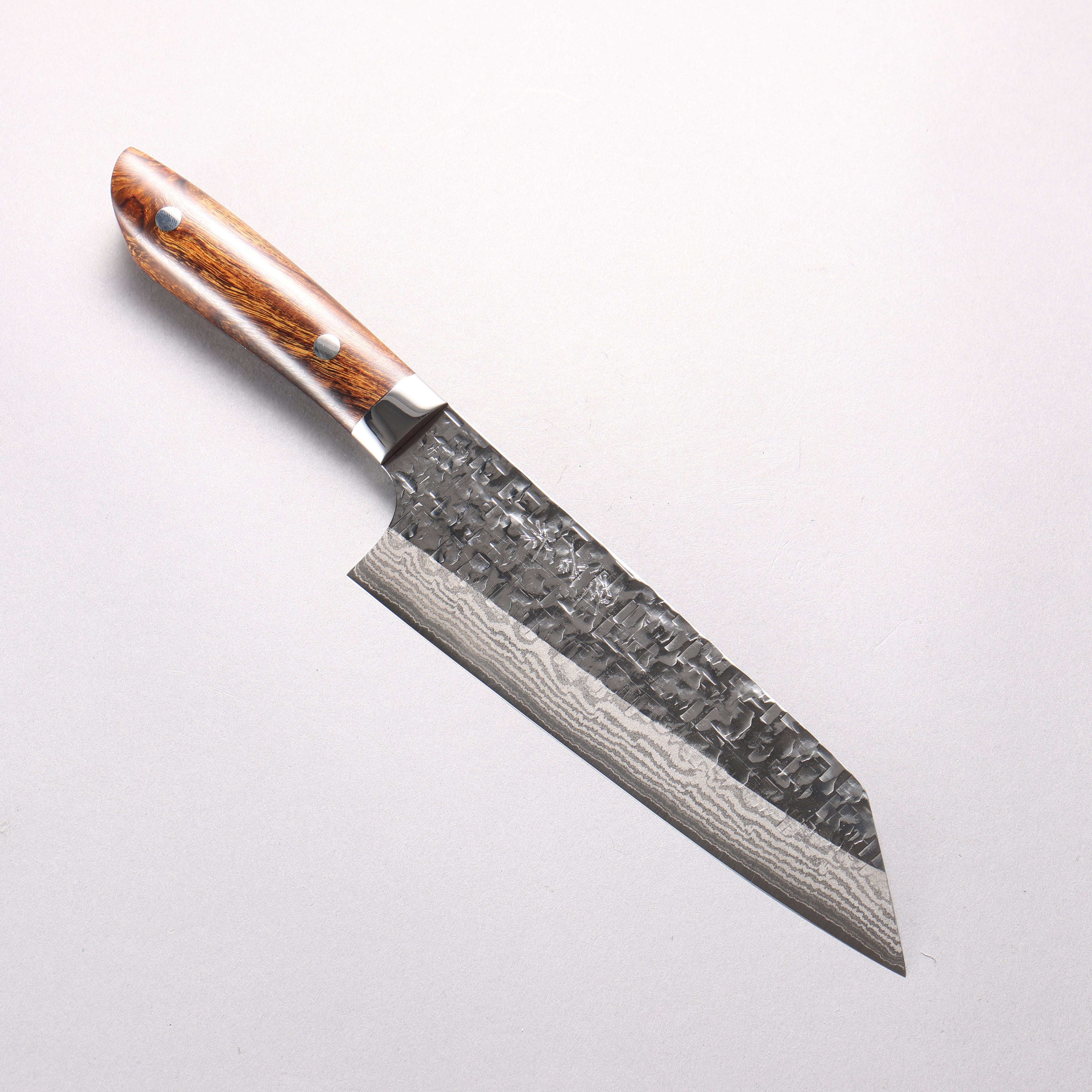 Takeshi Saji SRS13 Hammered Damascus Cross Bunka 180mm Ironwood Handle - Seisuke Knife