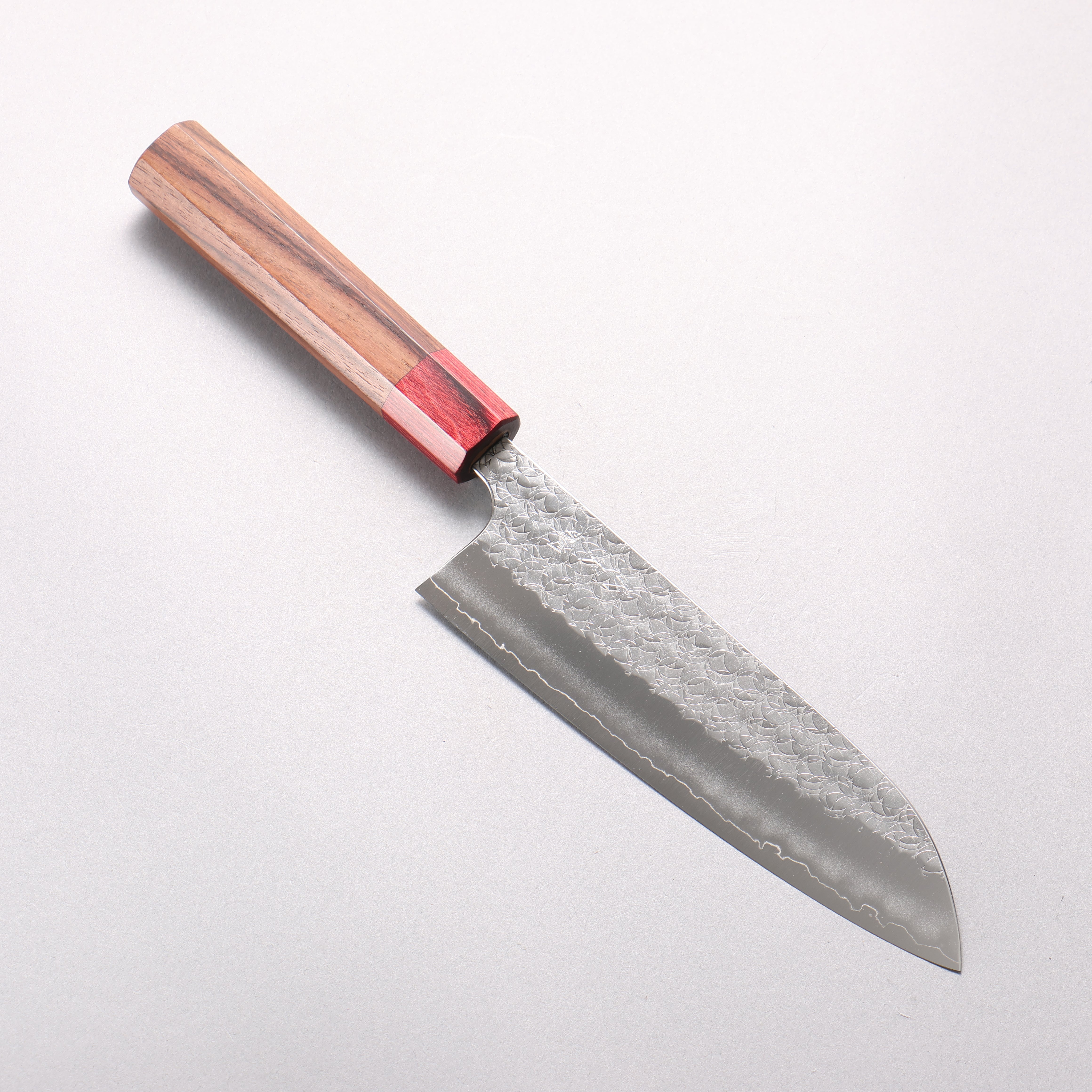 Yoshimi Kato Minamo SG2 Hammered Santoku 170mm Rosewood (ferrule: Red Pakka wood) Handle - Seisuke Knife