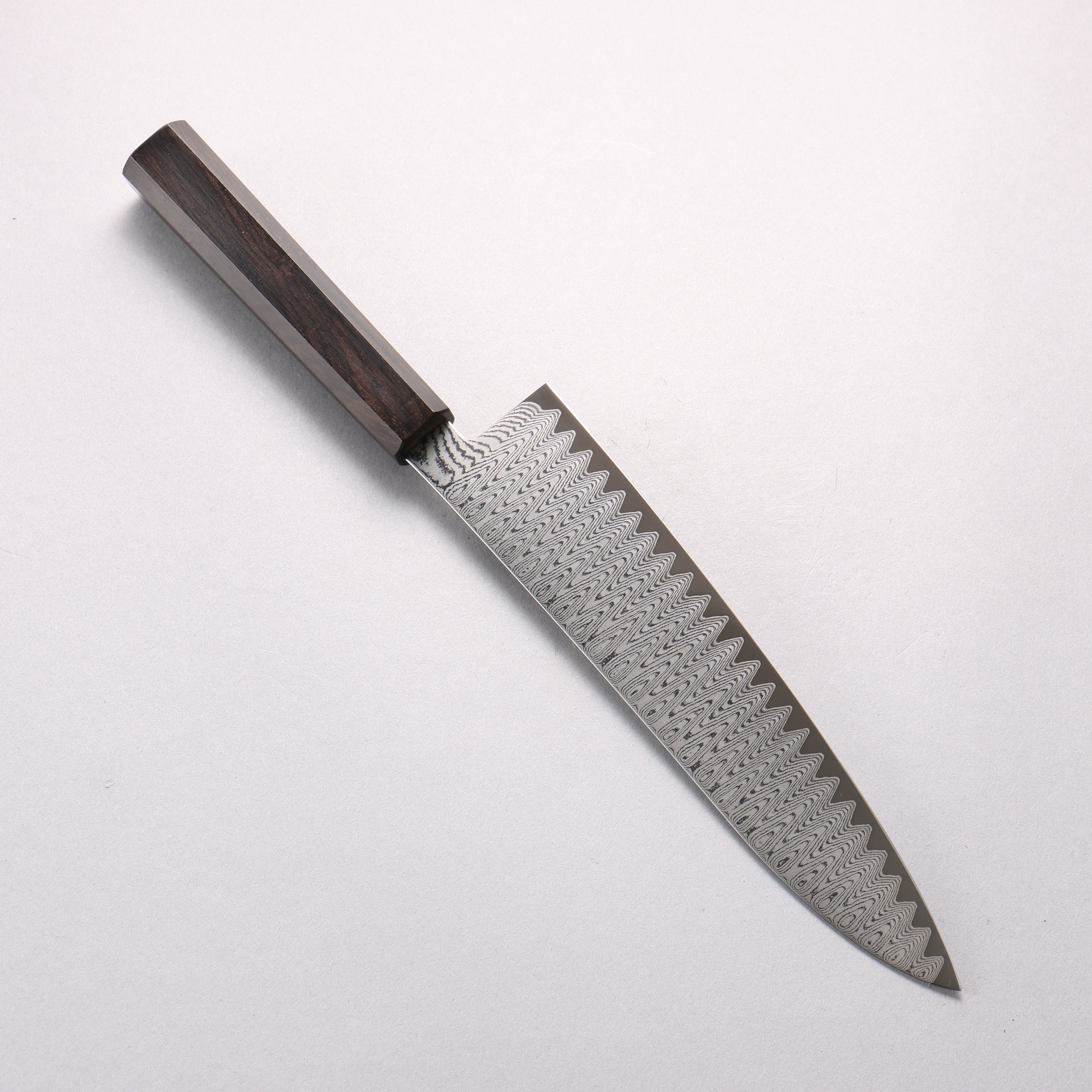 Kanjyo VG10 Damascus Ladder Pattern Gyuto 210mm Ebony Wood Handle - Seisuke Knife