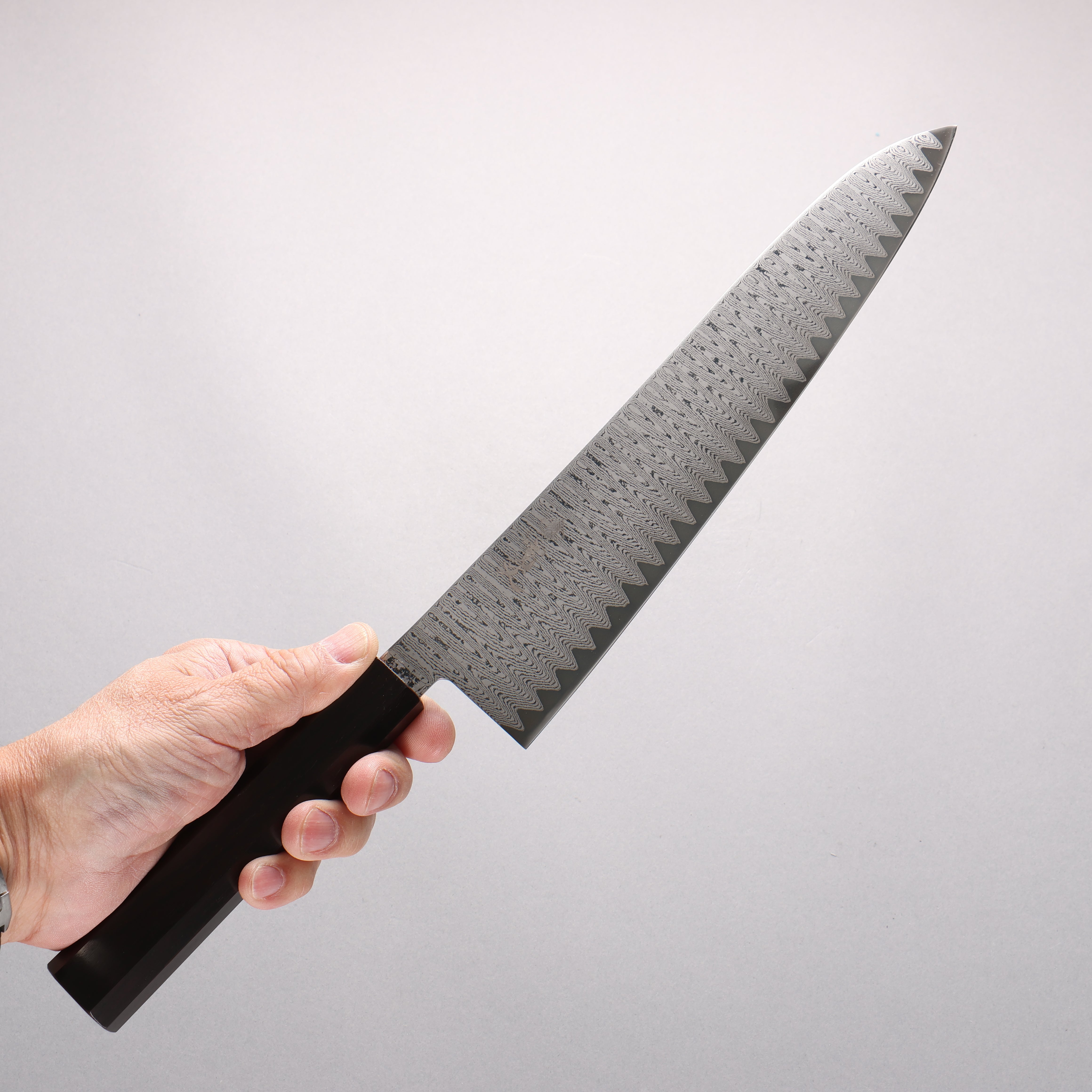 Kanjyo VG10 Damascus Ladder Pattern Gyuto 240mm Ebony Wood Handle - Seisuke Knife