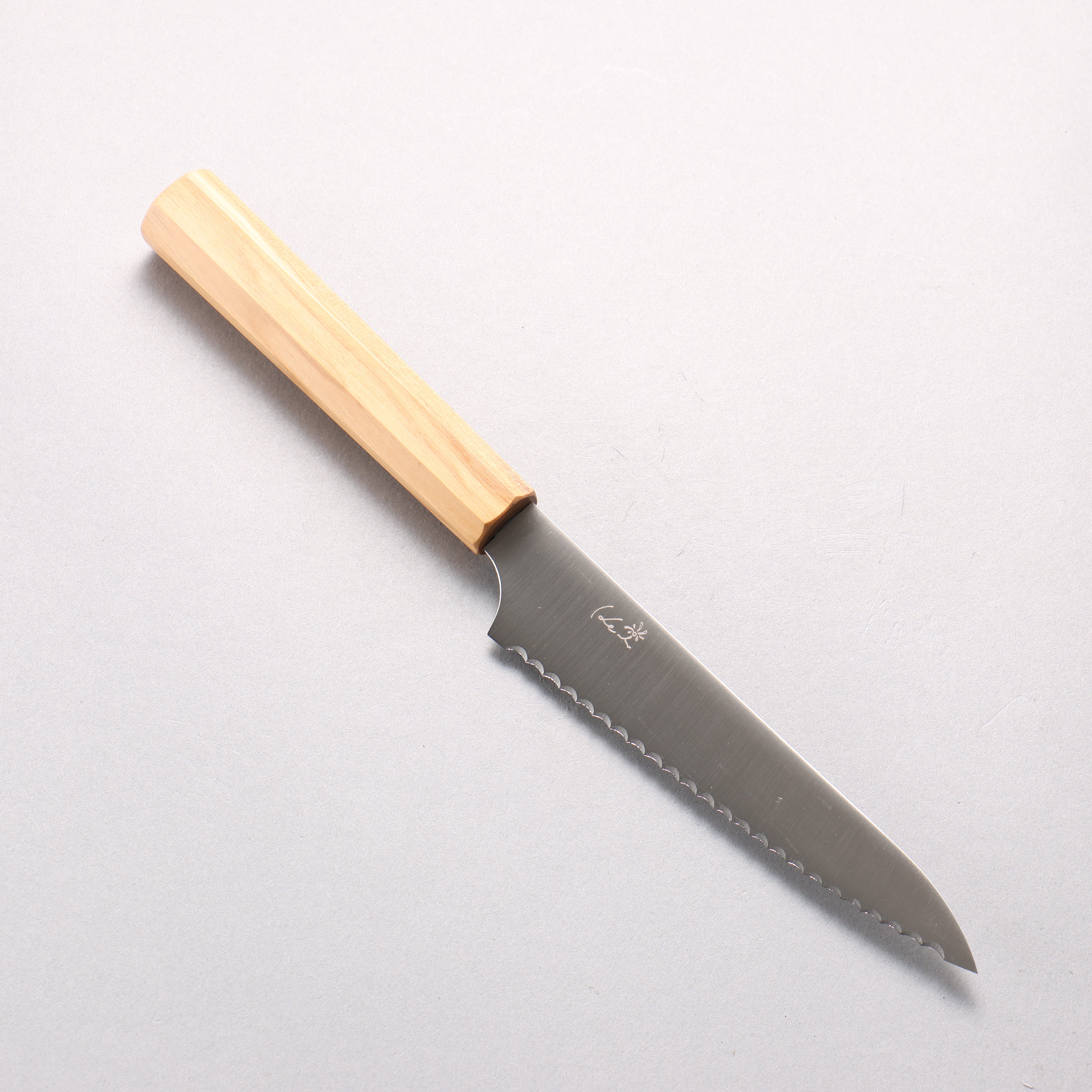 Kei Stainless Steel Bread Slicer 150mm Olive Wood Handle - Seisuke Knife