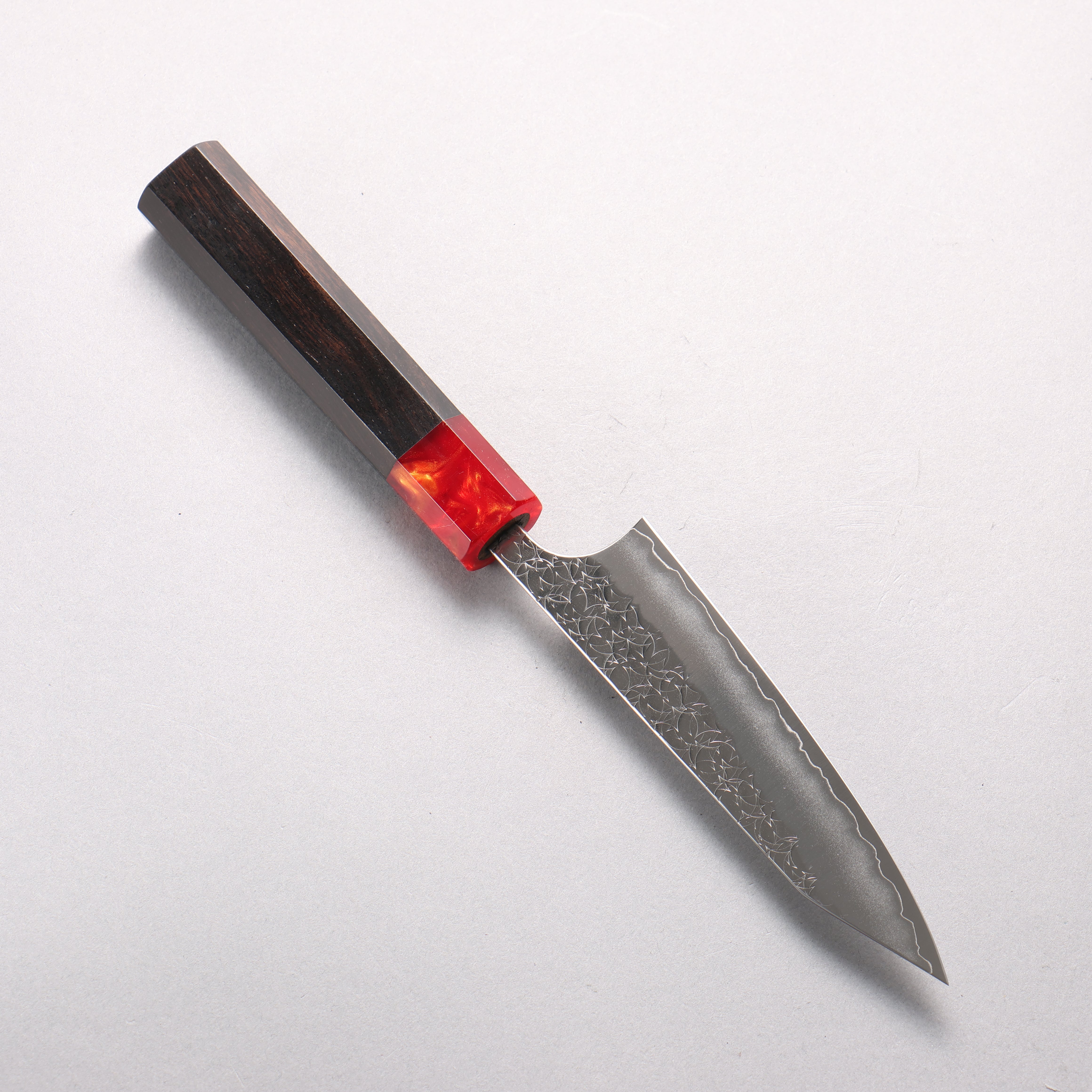 Yoshimi Kato Minamo SG2 Hammered Kiritsuke Petty-Utility 120mm Ebony (ferrule: Red Resin) Handle - Seisuke Knife