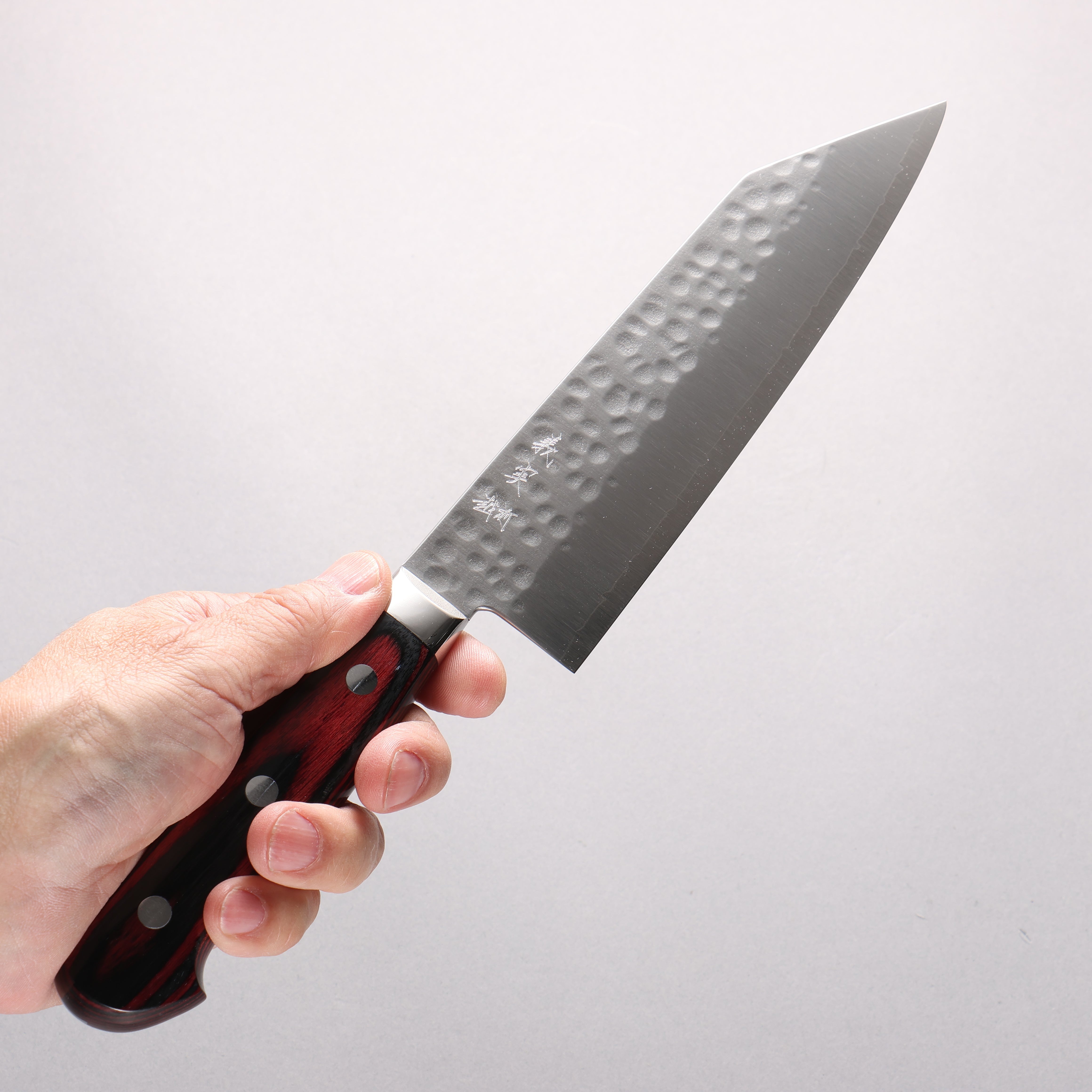 Yoshimi Kato SG2 Hammered(Maru) Bunka 170mm Red Pakka wood Handle - Seisuke Knife