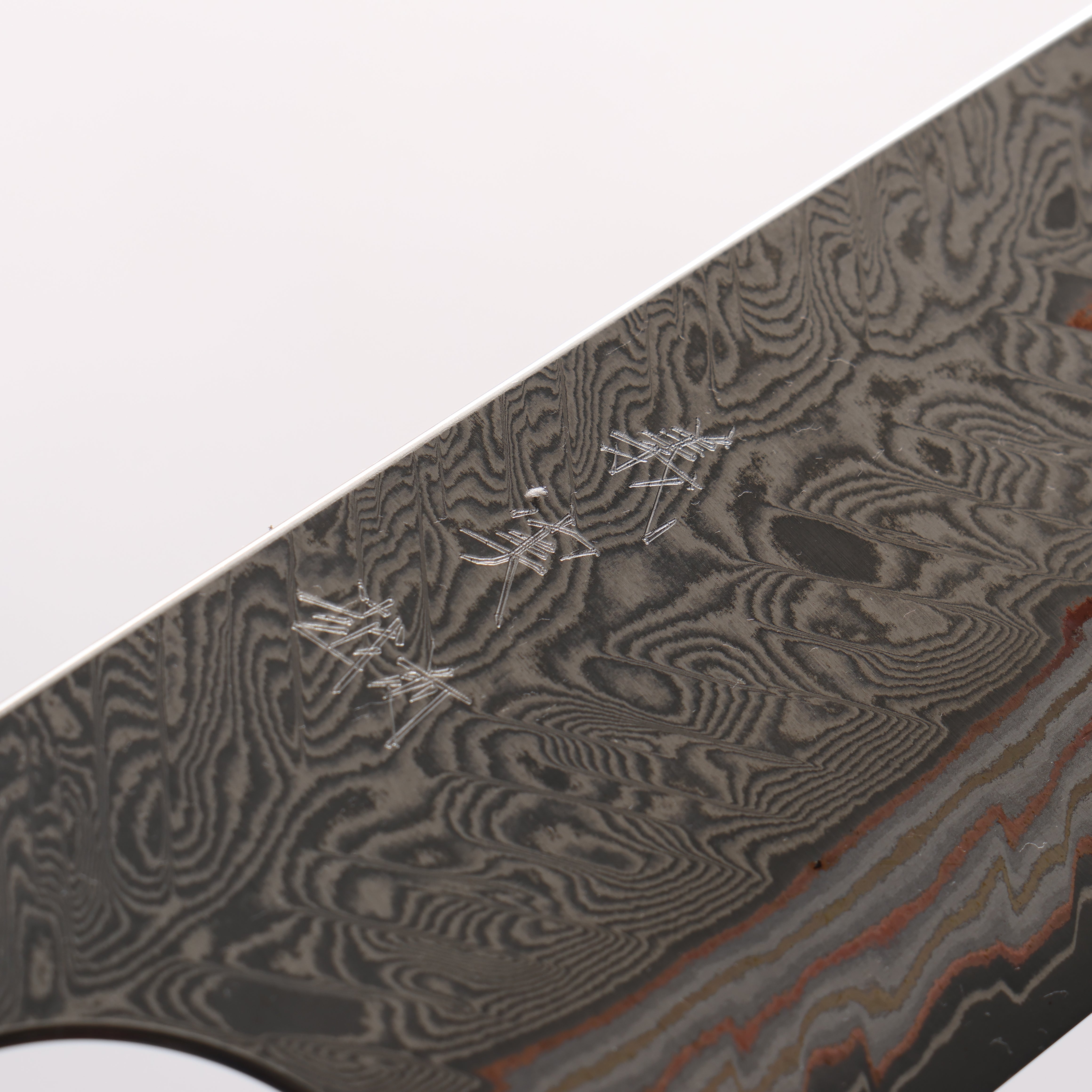 Yoshimi Kato VG10w Colored Damascus Bunka 170mm Ebony (ferrule: Blue Marble Resin) Handle - Seisuke Knife