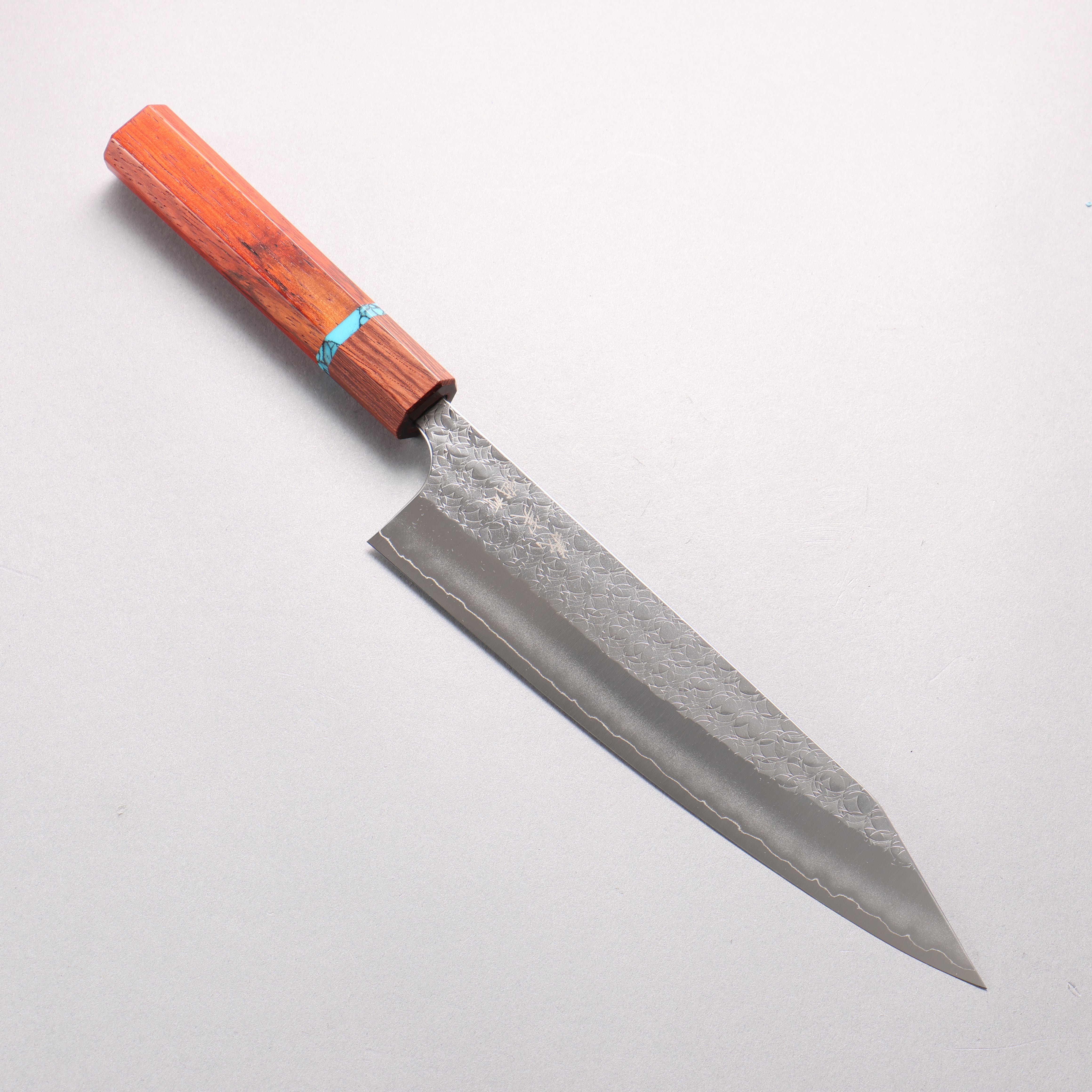 Yoshimi Kato Minamo SG2 Hammered Kiritsuke Gyuto 210mm Padoauk(Turquoise Ring) Handle - Seisuke Knife