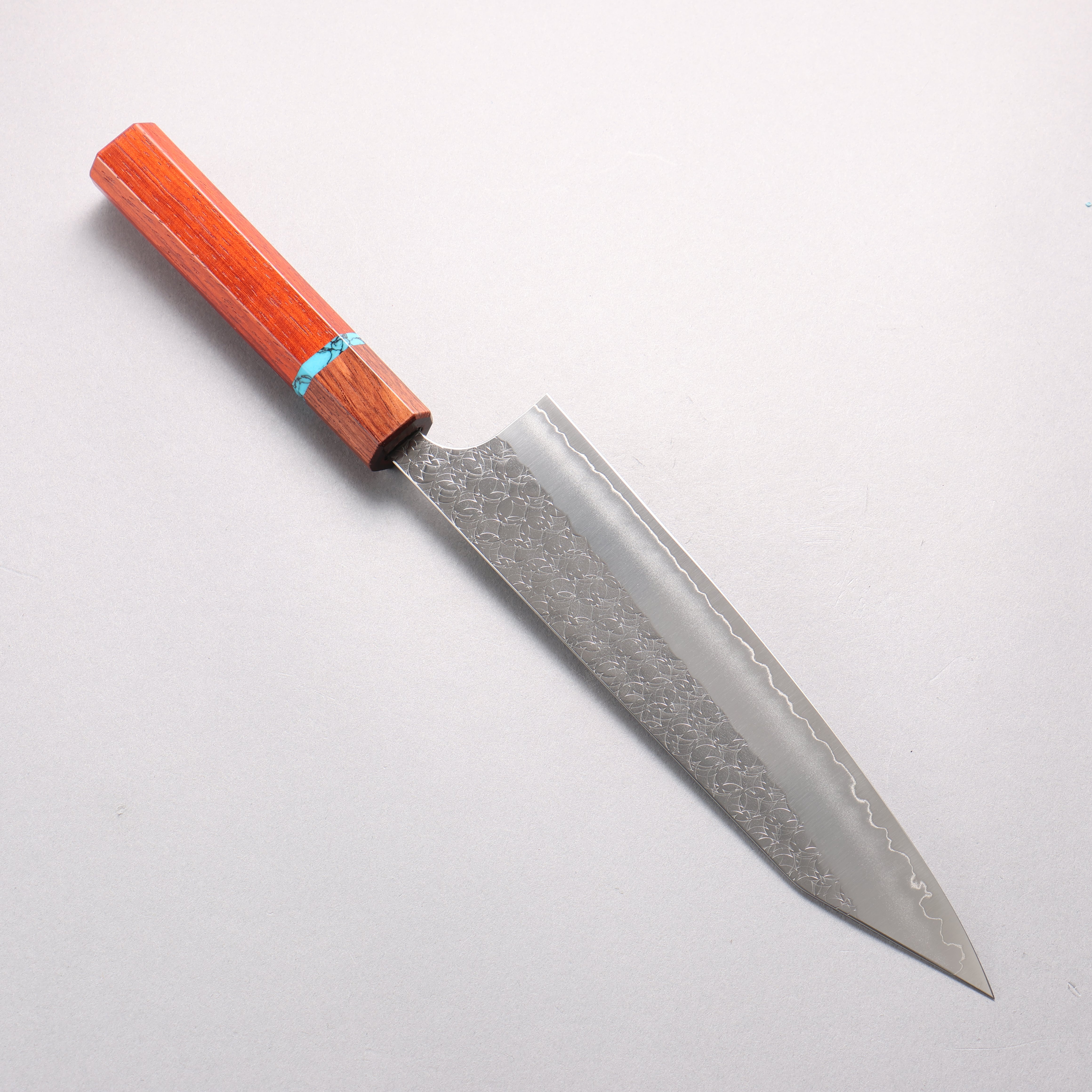 Yoshimi Kato Minamo SG2 Hammered Kiritsuke Gyuto 210mm Padoauk(Turquoise Ring) Handle - Seisuke Knife
