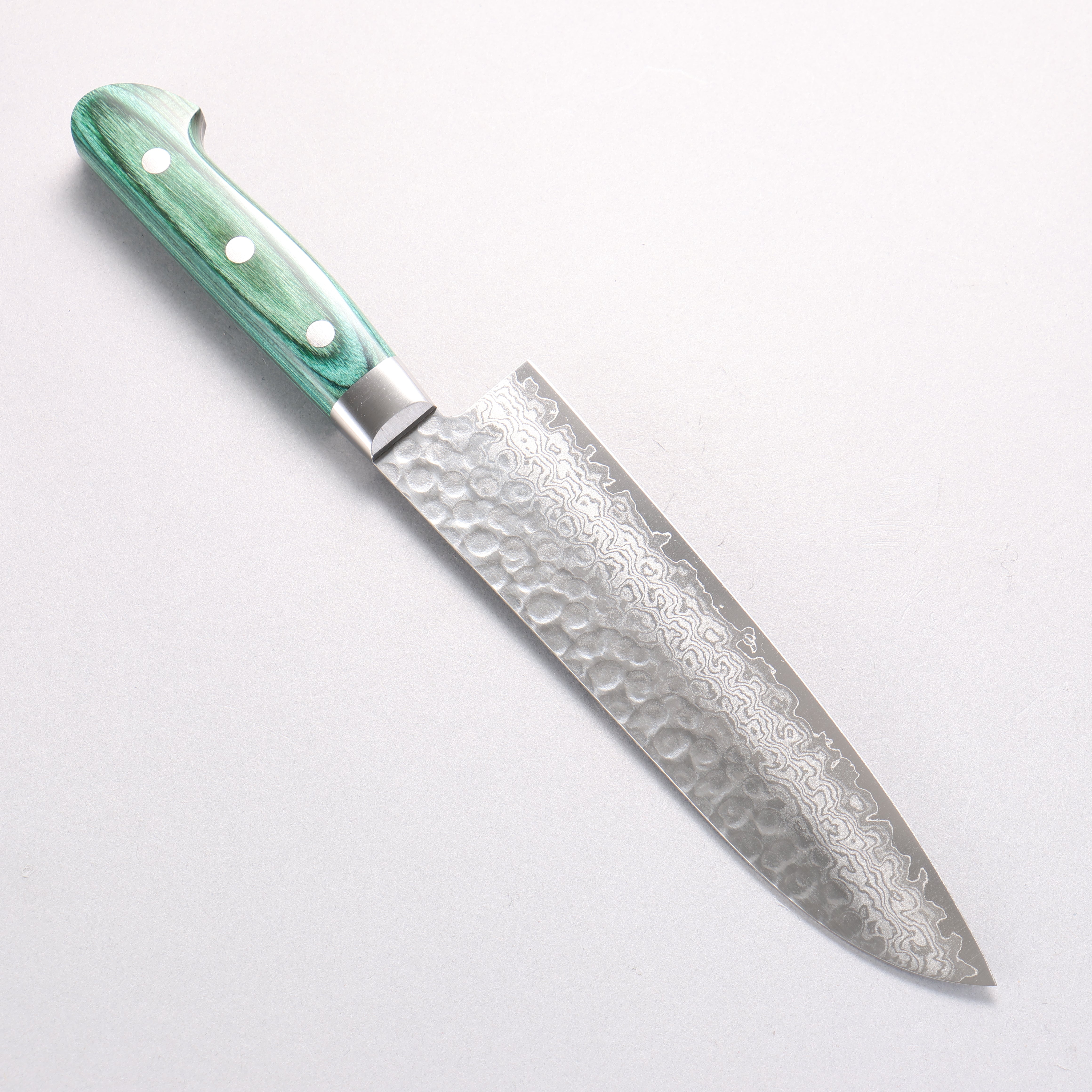 Sakai Takayuki VG10 17 Layer Damascus Santoku 170mm Green Pakkawood Handle - Seisuke Knife